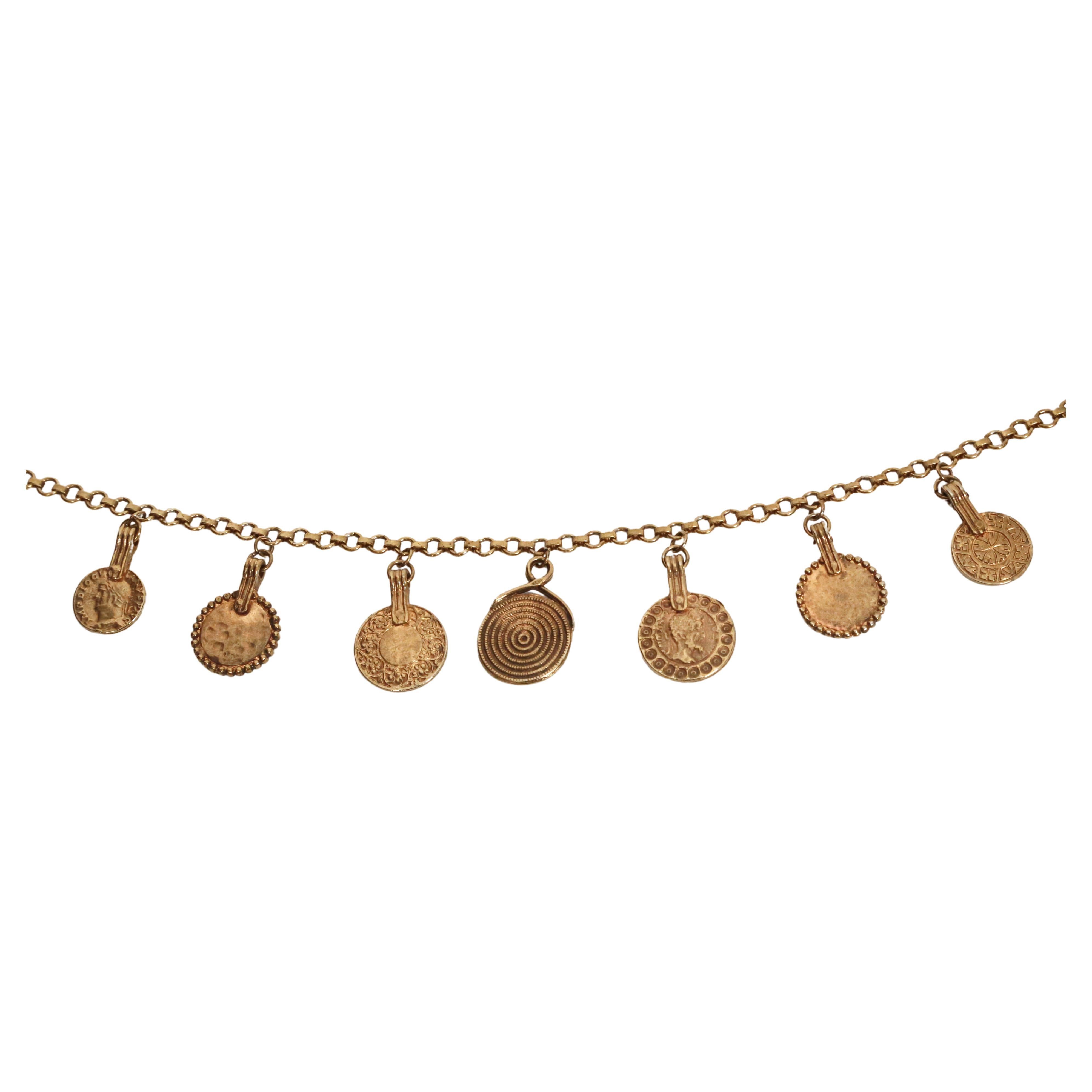 1977 YVES SAINT LAURENT ancient Byzantine style coin layered necklace For Sale 5