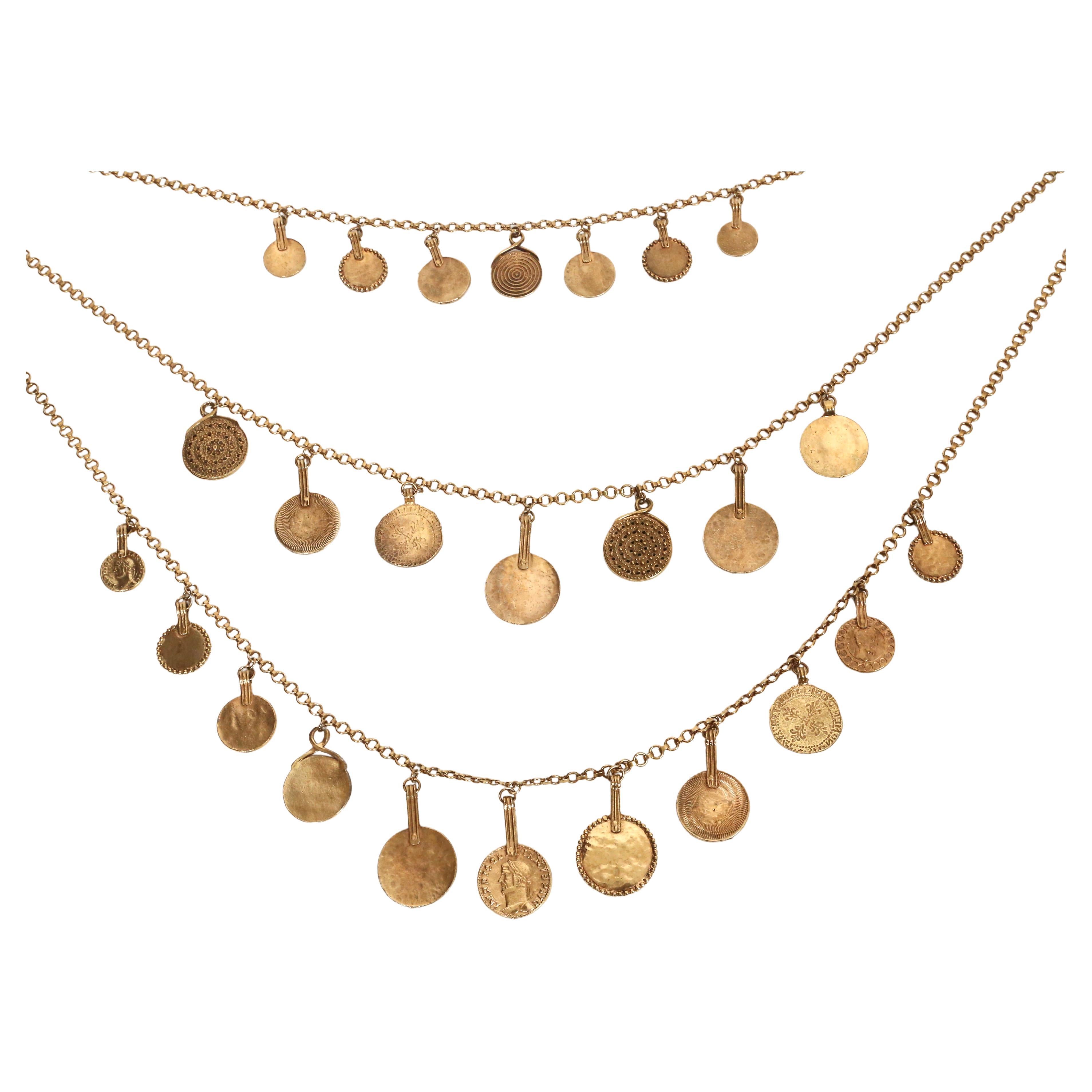 1977 YVES SAINT LAURENT ancient Byzantine style coin layered necklace For Sale 7