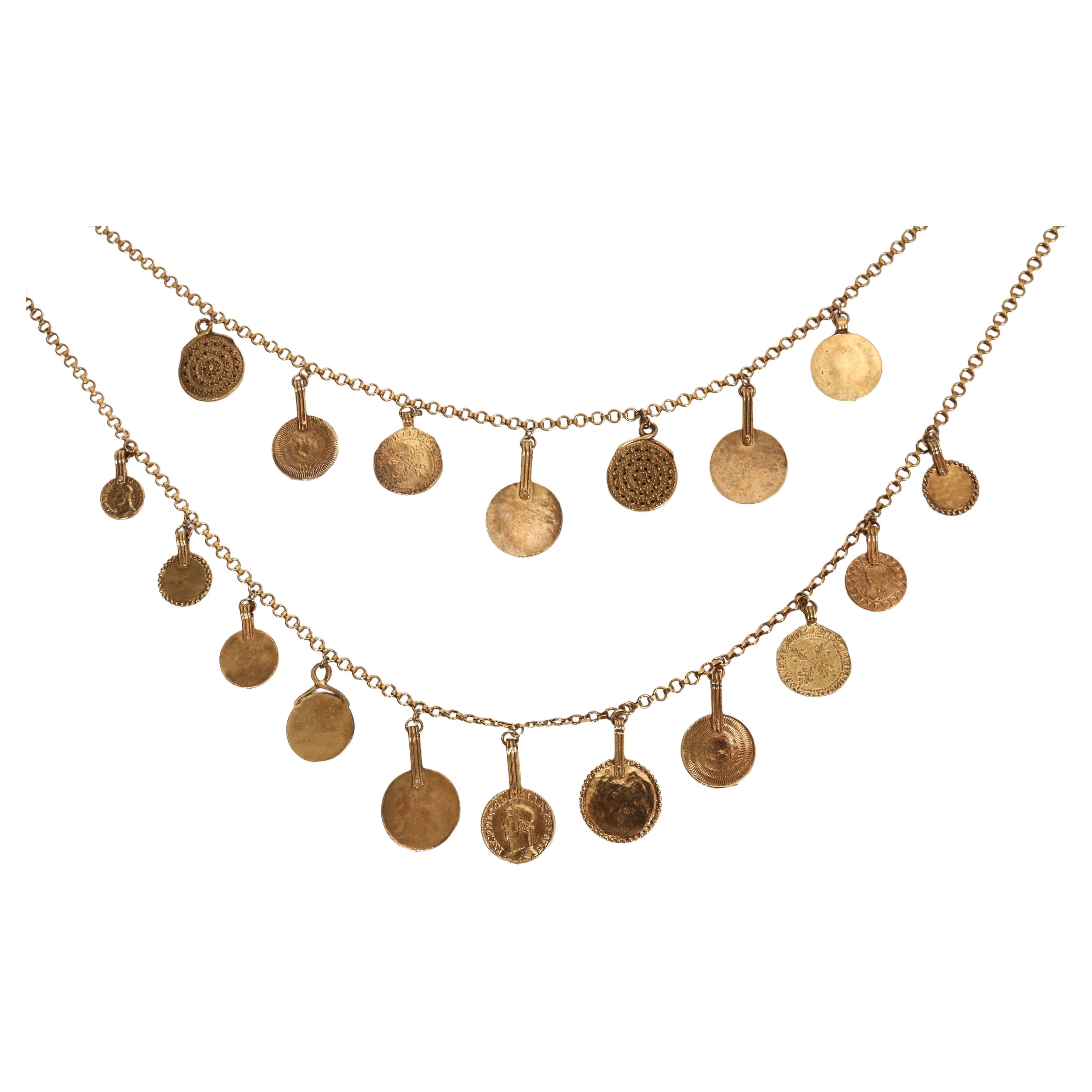 1977 YVES SAINT LAURENT ancient Byzantine style coin layered necklace For Sale 8