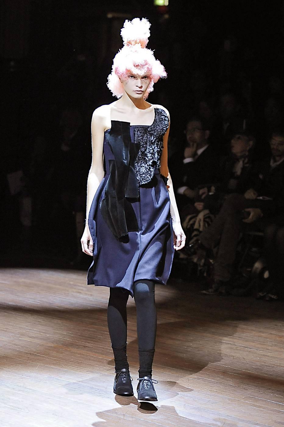 COMME DES GARCONS navy and black strapless dress For Sale at 1stdibs