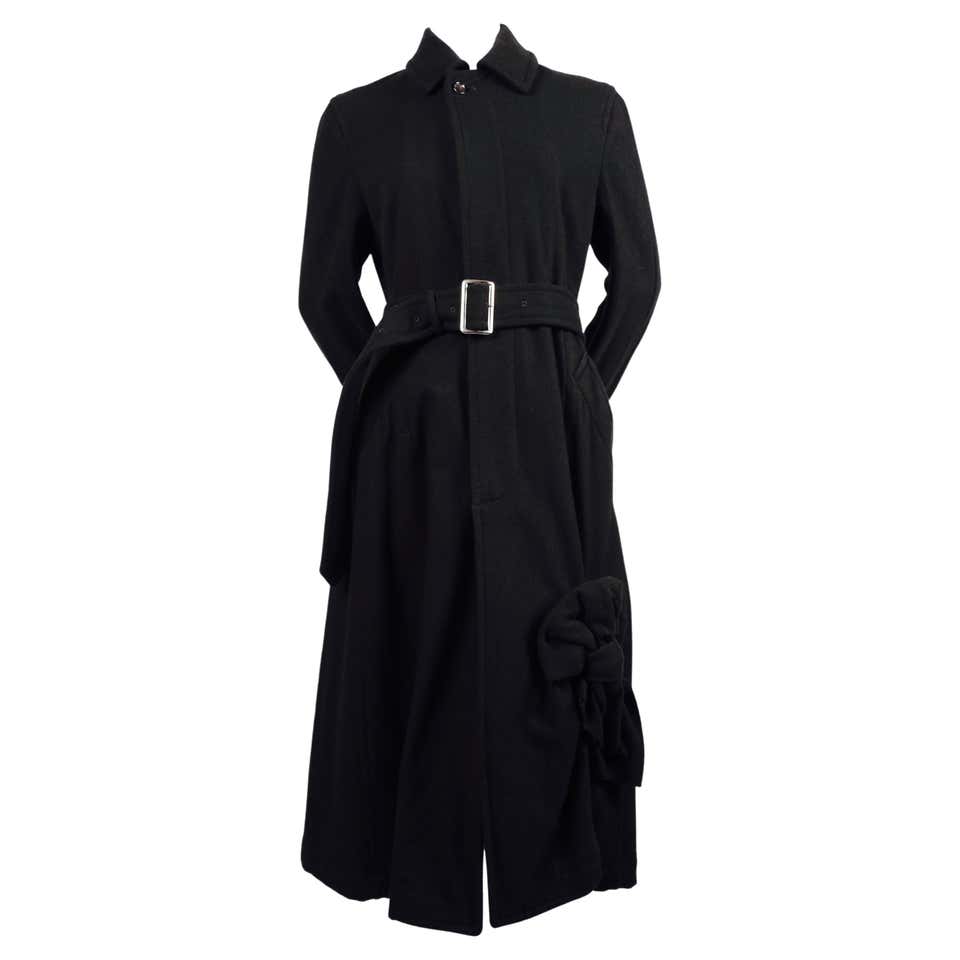 COMME DES GARCONS jet black wool coat with knot detail For Sale at ...