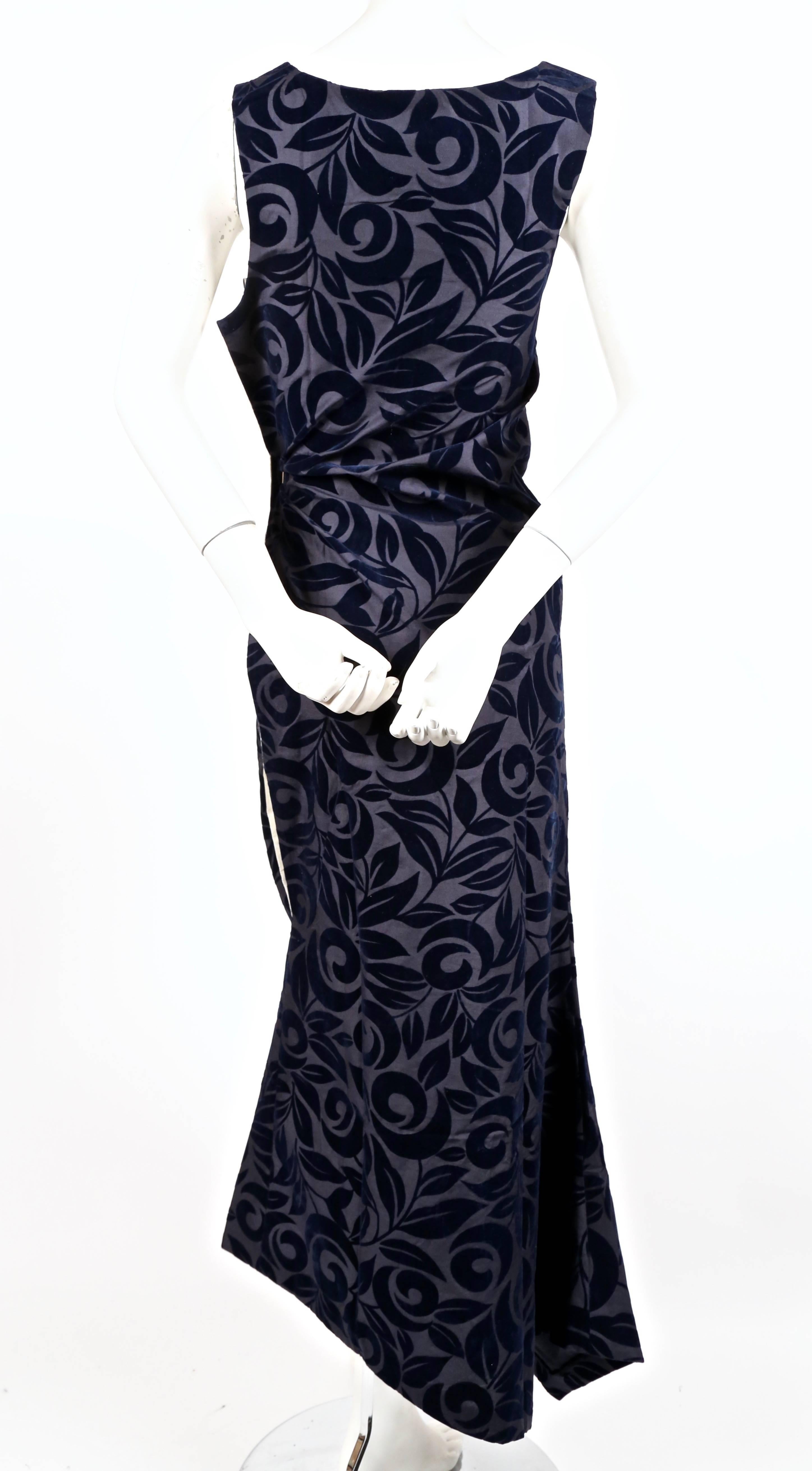 1996 COMME DES GARCONS navy flocked dress In Good Condition In San Fransisco, CA
