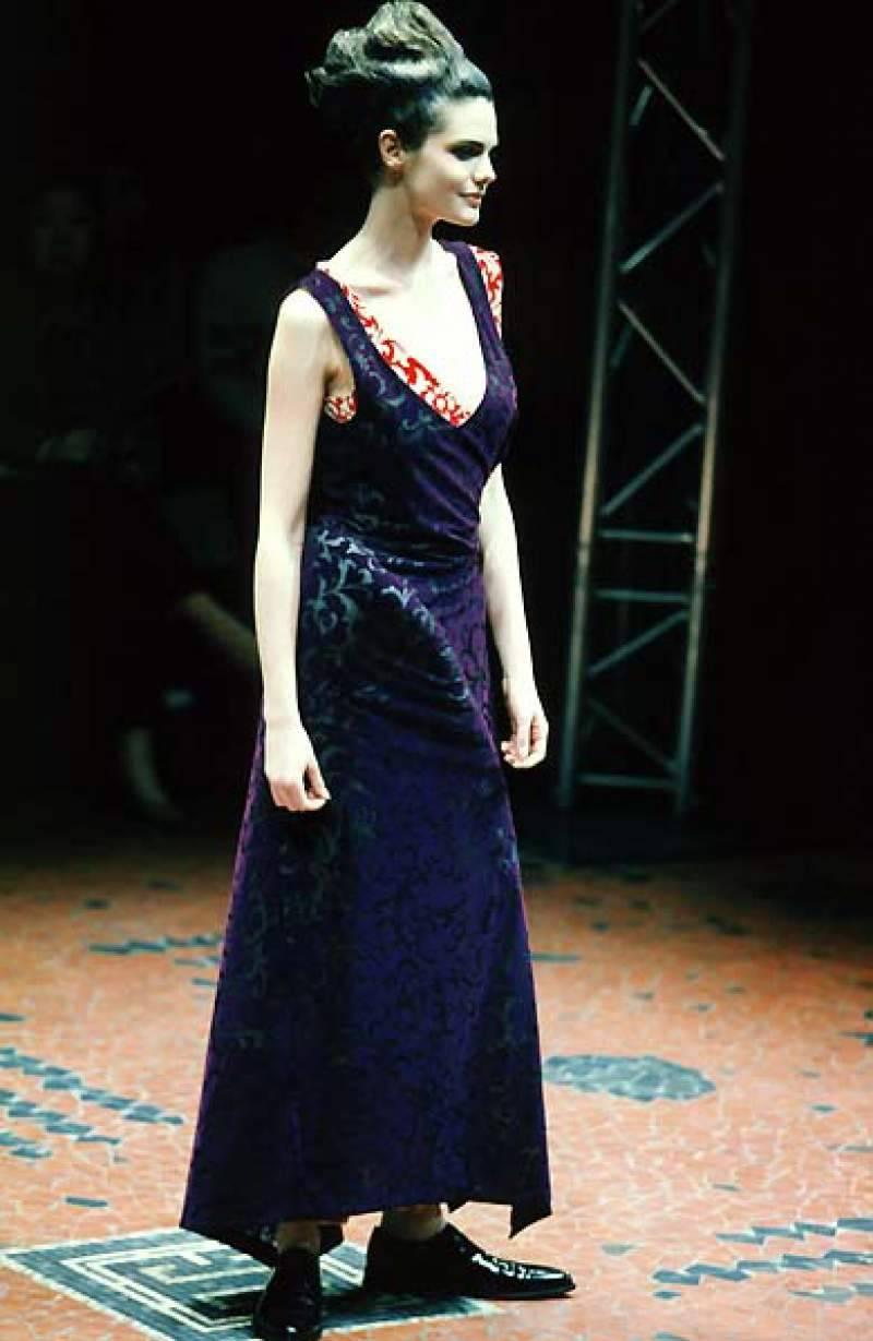 1996 COMME DES GARCONS navy flocked dress 1