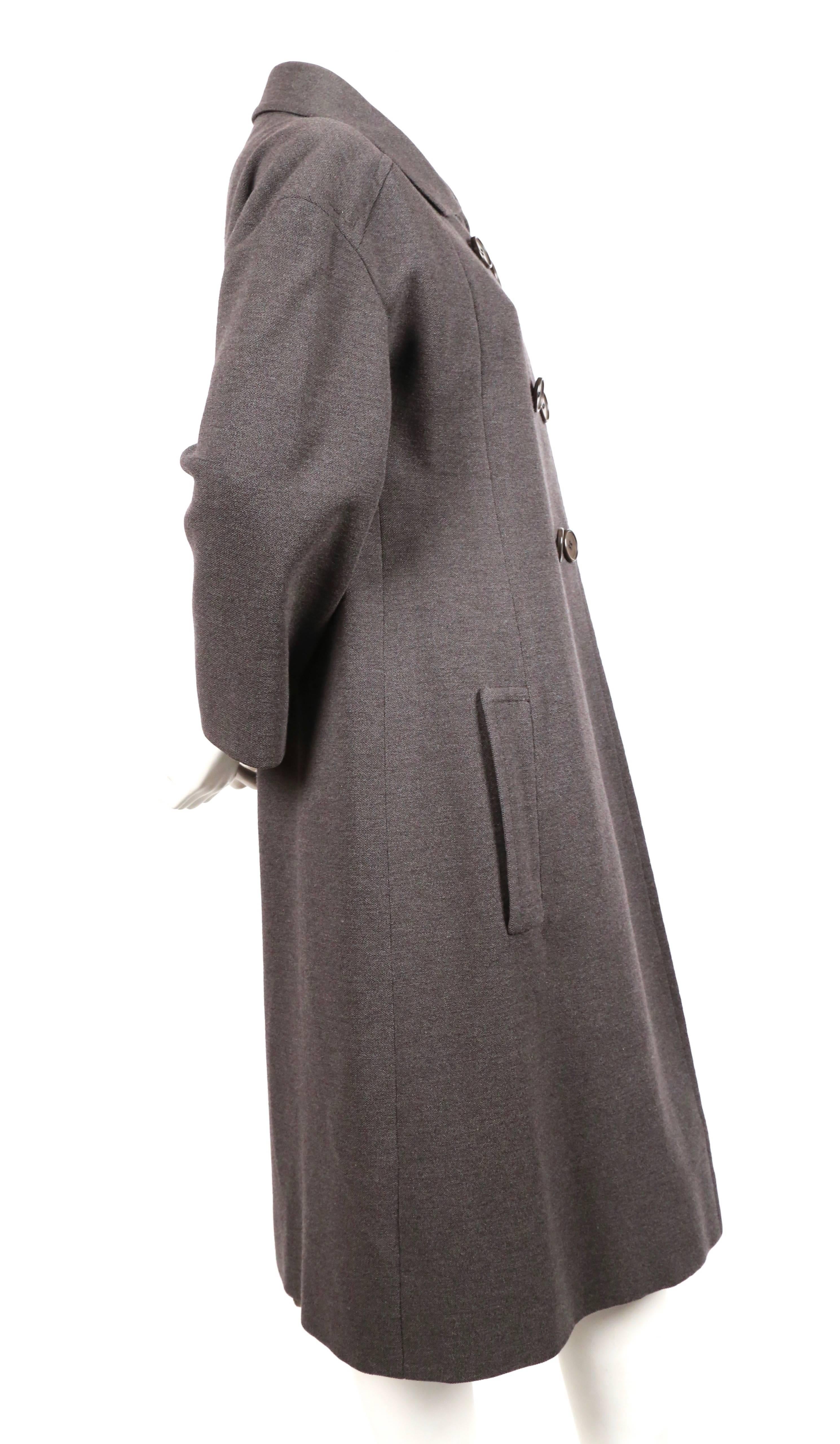 Black Yves Saint Laurent haute couture charcoal wool coat, 1960s  For Sale