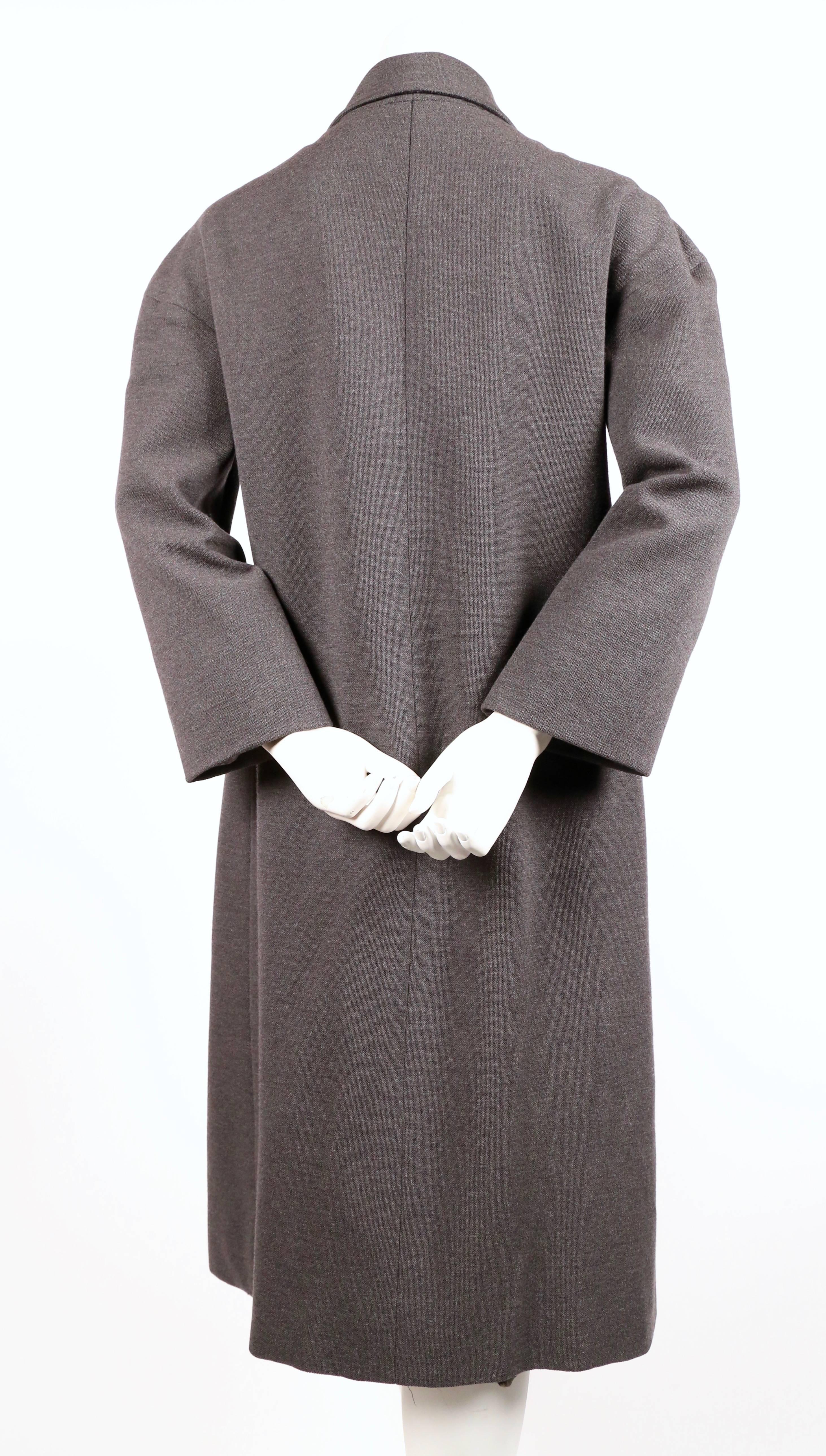 Yves Saint Laurent haute couture charcoal wool coat, 1960s  In Good Condition For Sale In San Fransisco, CA