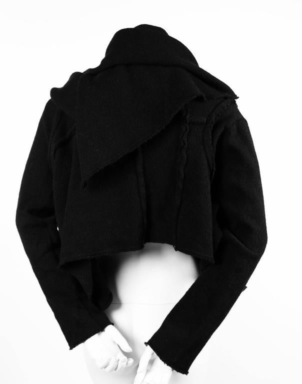 COMME DES GARCONS asymmetrical black wool wrap sweater with raw edges For  Sale at 1stDibs | asymmetrical wrap sweater