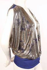 unworn 1984 GIANNI VERSACE Oroton chainmail mesh jacket with hand painted flower