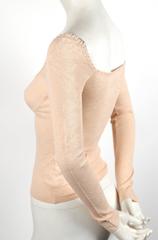 2003 ALEXANDER MCQUEEN peach pointelle knit sweater with bustier detail