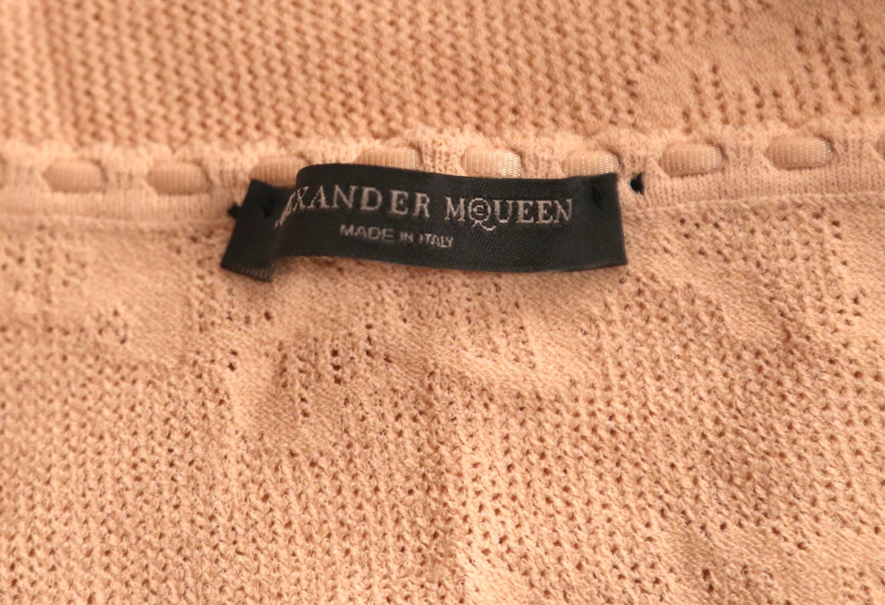 2003 ALEXANDER MCQUEEN peach pointelle knit sweater with bustier detail In Excellent Condition In San Fransisco, CA