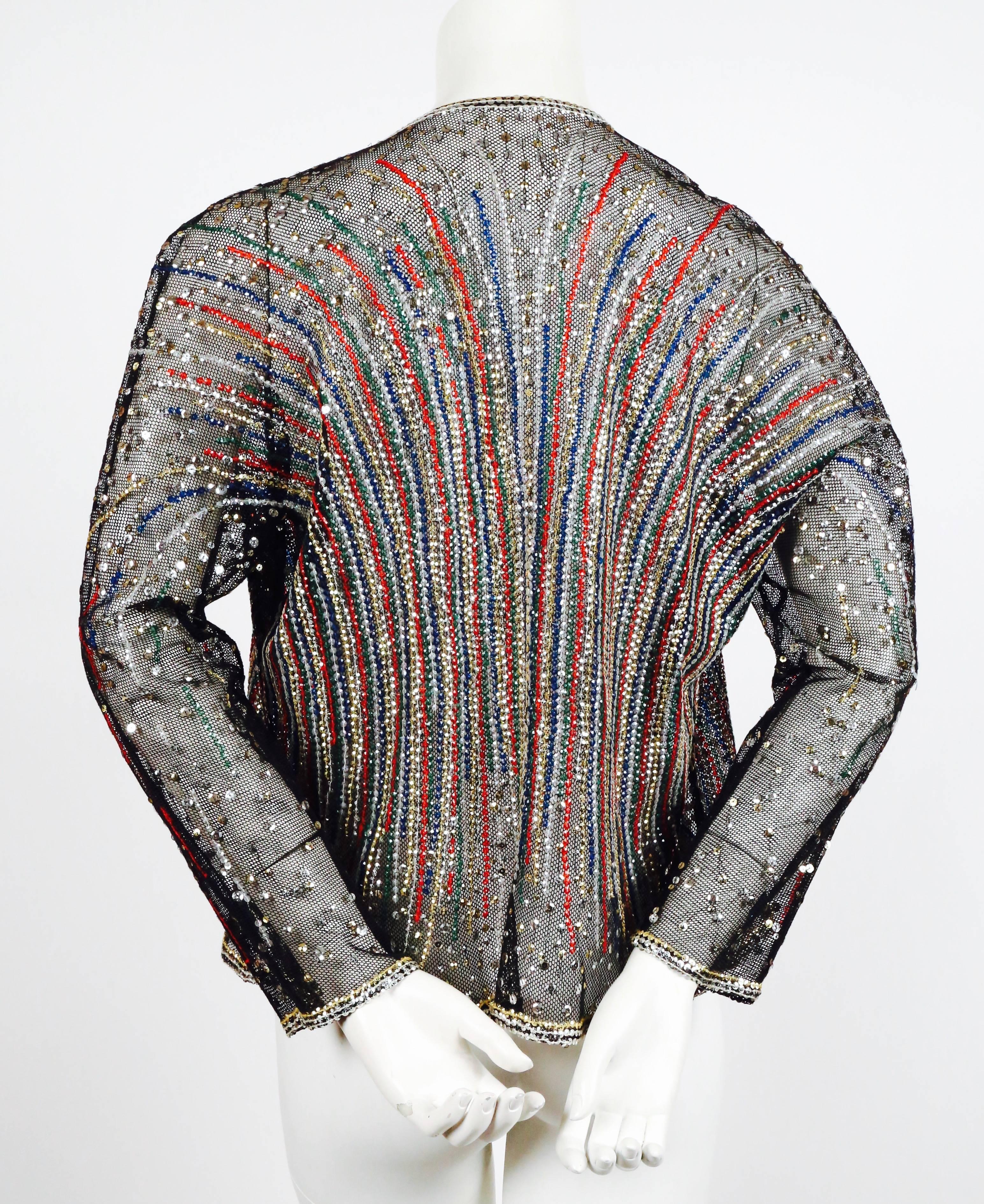 1970's HALSTON sequined fireworks jacket In Good Condition In San Fransisco, CA