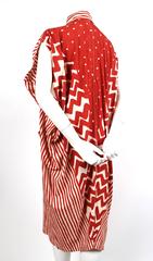1983 ISSEY MIYAKE dress with tribal printed back and wood buttons