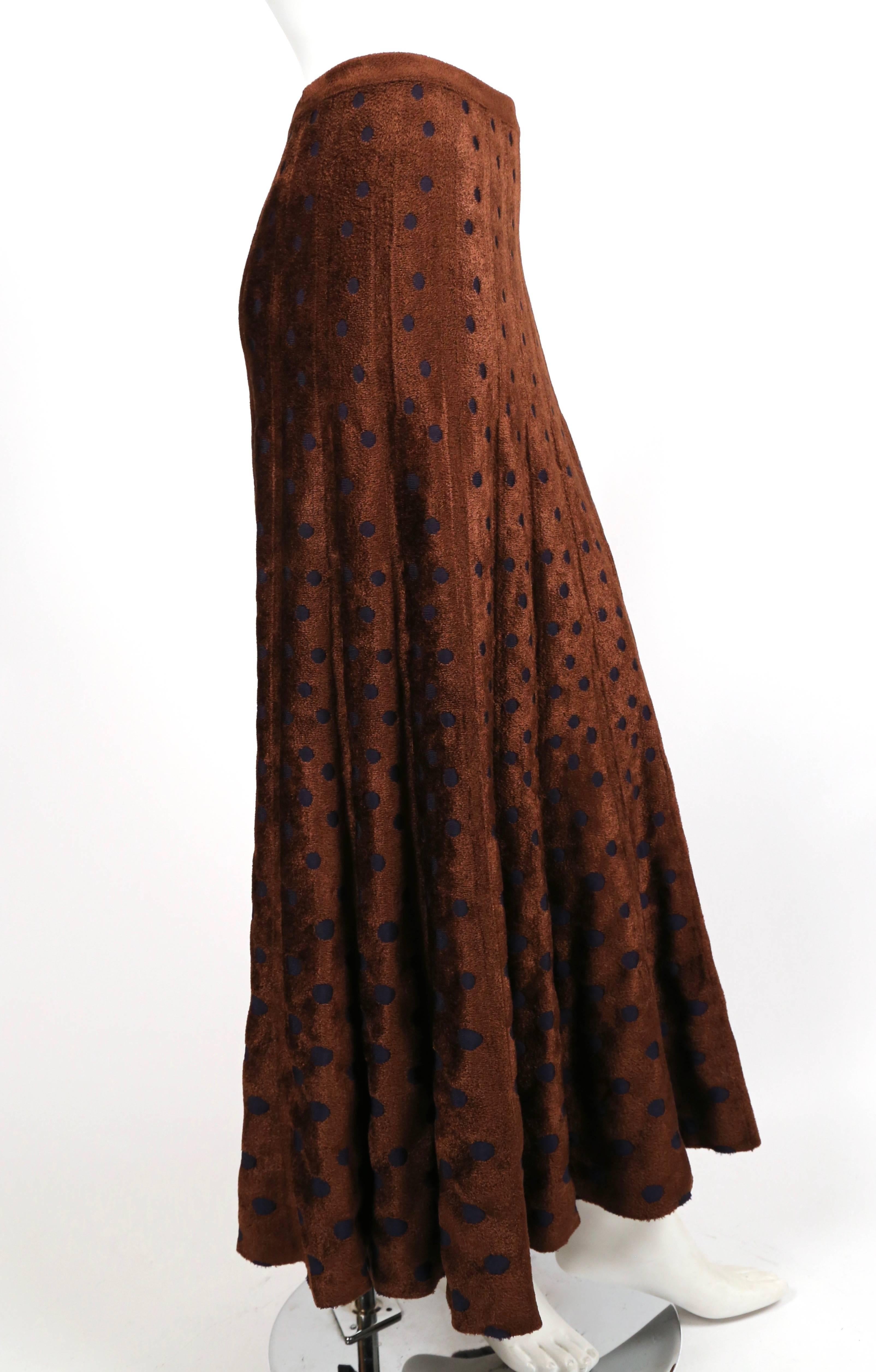 Brown AZZEDINE ALAIA reversible ankle length skirt