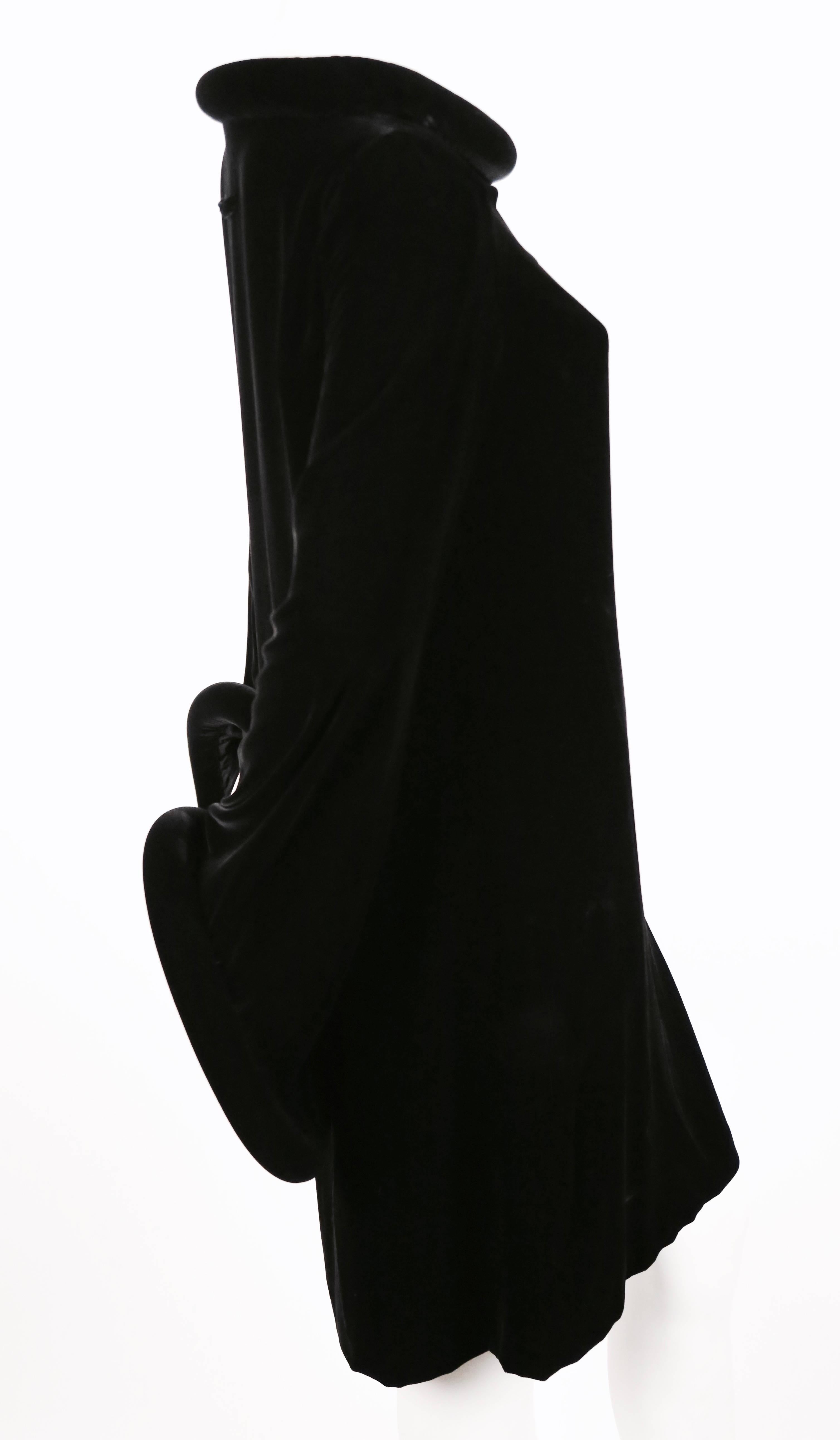 Black 1995 JEAN PAUL GAULTIER black velvet dress with padded trim