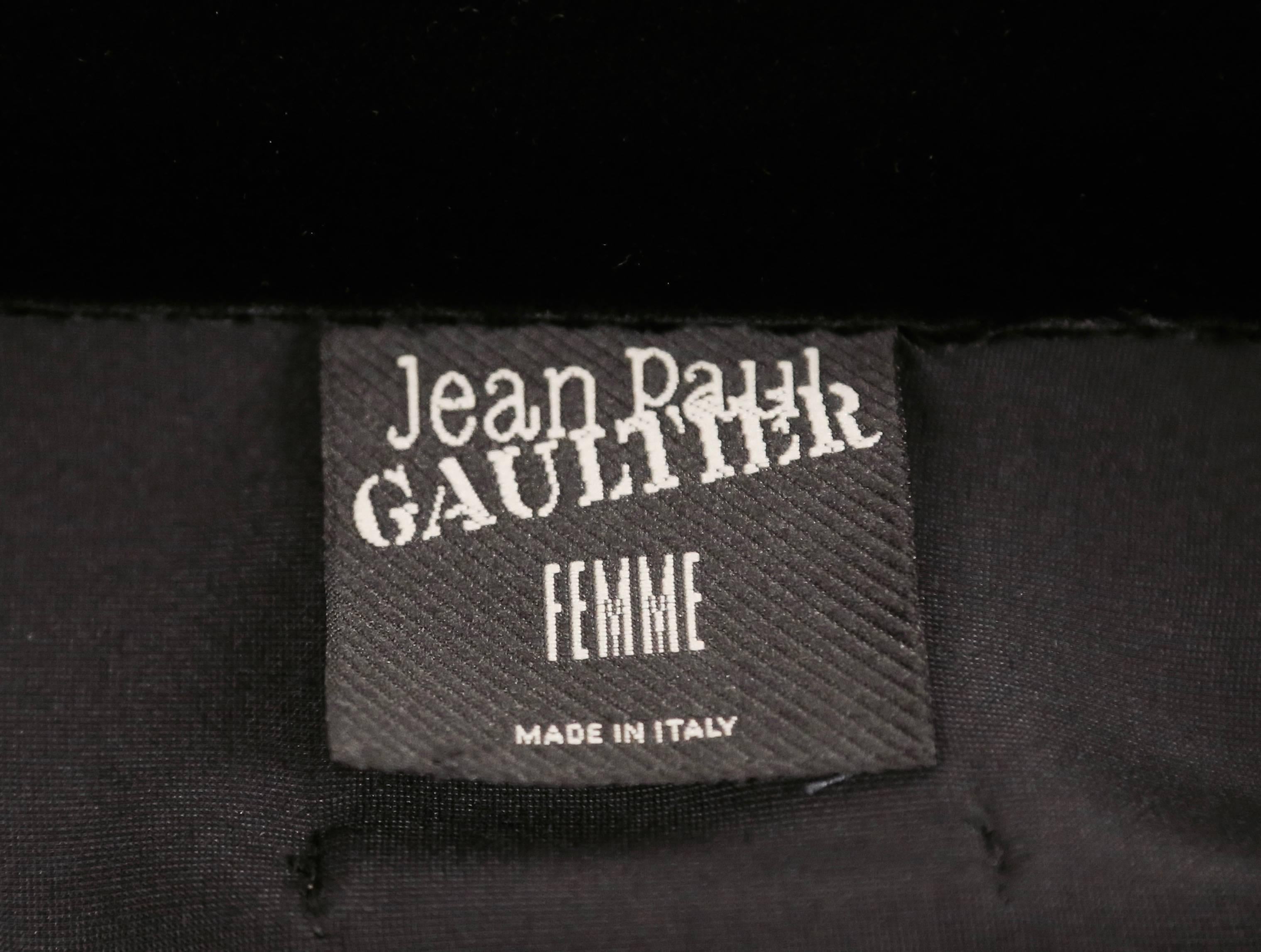 Women's or Men's 1995 JEAN PAUL GAULTIER black velvet dress with padded trim