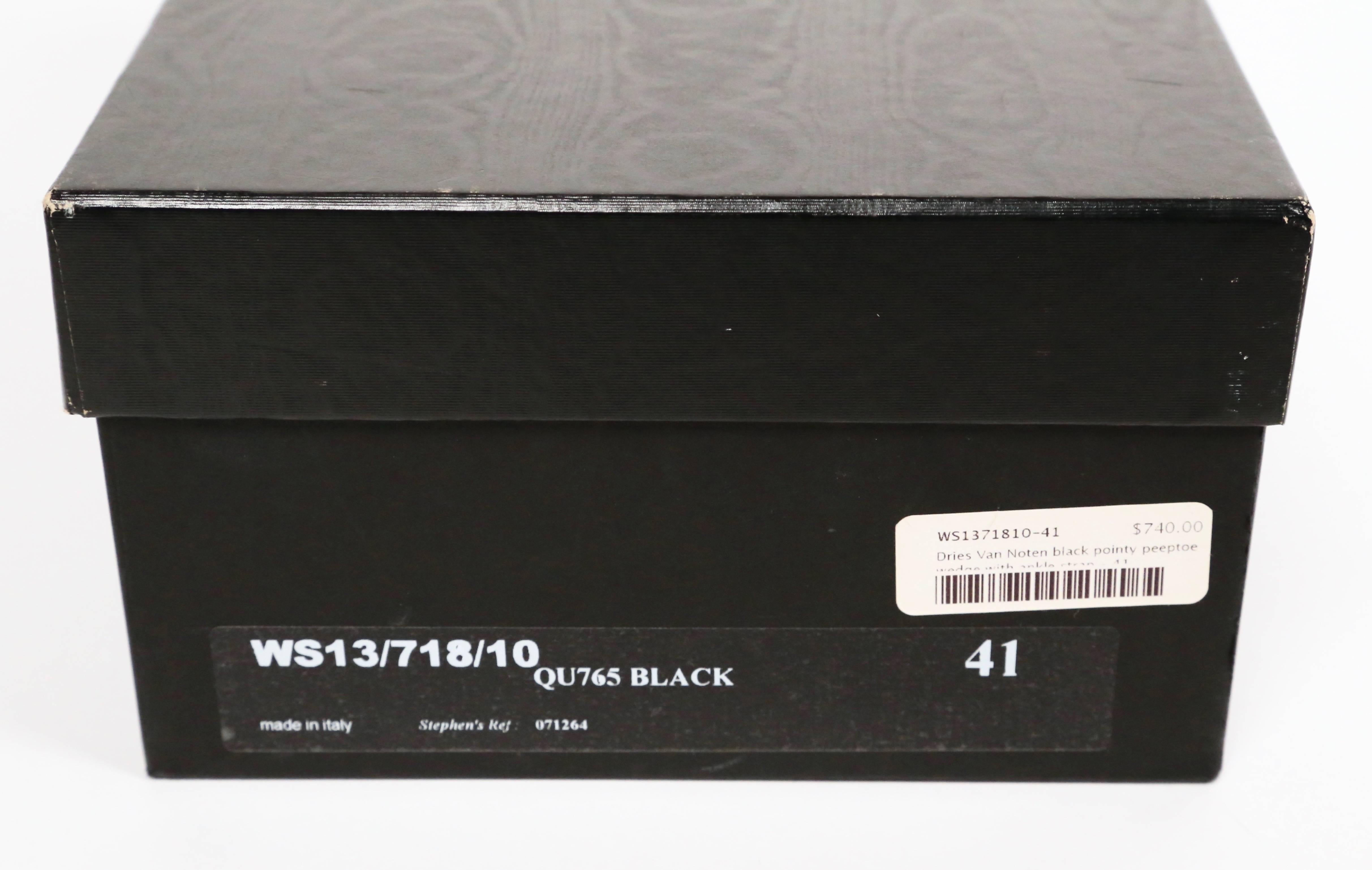 Black new DRIES VAN NOTEN black crocodile embossed wedge heels with ankle straps - 41