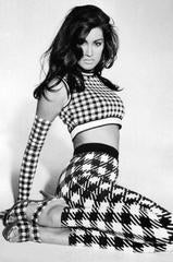 unworn 1991 AZZEDINE ALAIA dark navy & white 'Tati' checked gloves