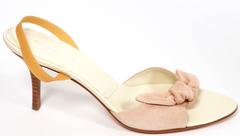 unworn 90's HELMUT LANG pink suede slingbacks with industrial rubber bands 38.5