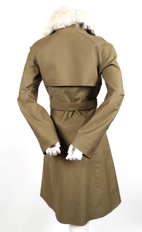 LOUIS VUITTON Nicolas Ghesquière khaki green mackintosh trench coat lamb collar at 1stdibs