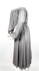 2016 VALENTINO dove grey off-the-shoulder silk runway dress