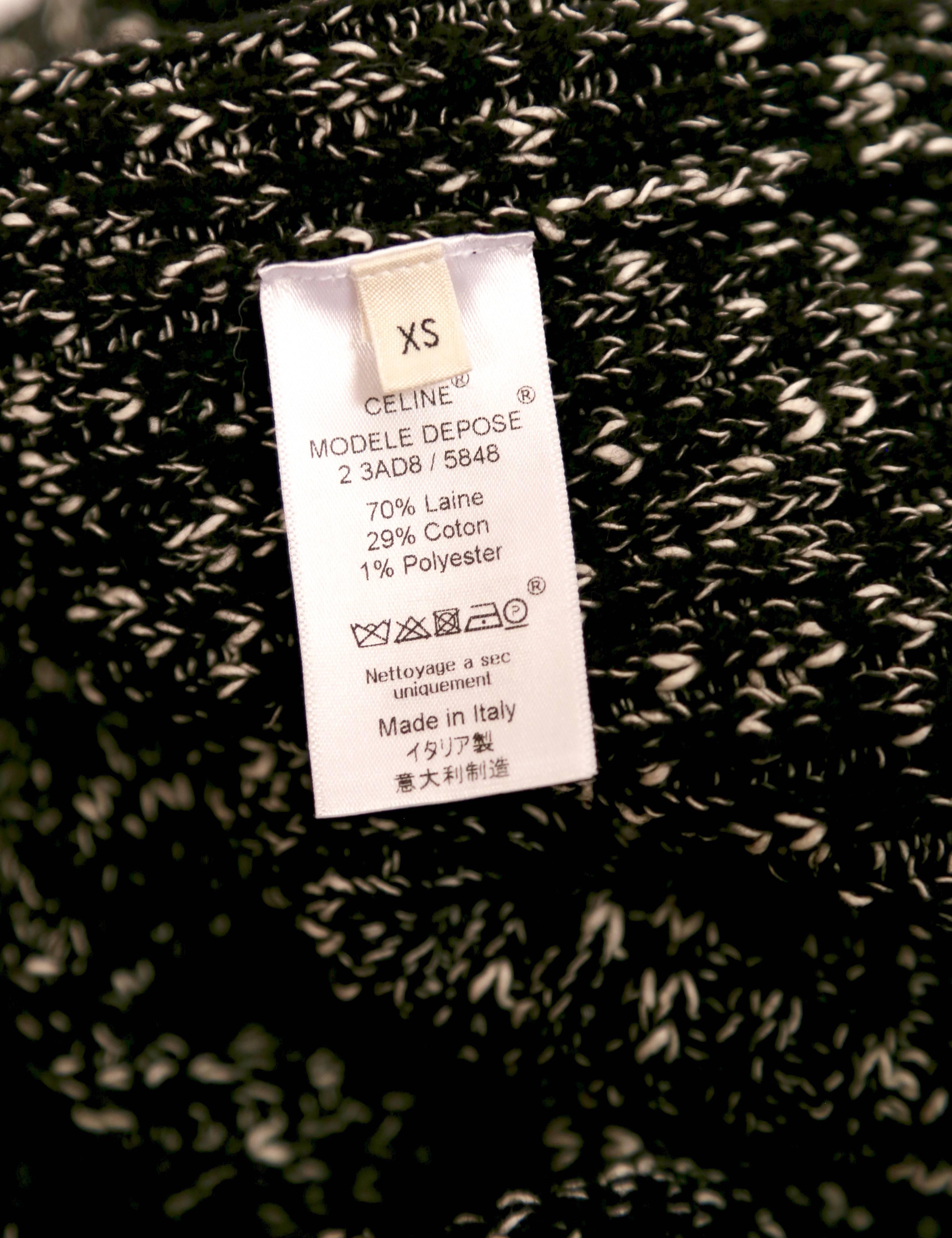 Black CELINE Phoebe Philo black & white tunic sweater dress - RUNWAY
