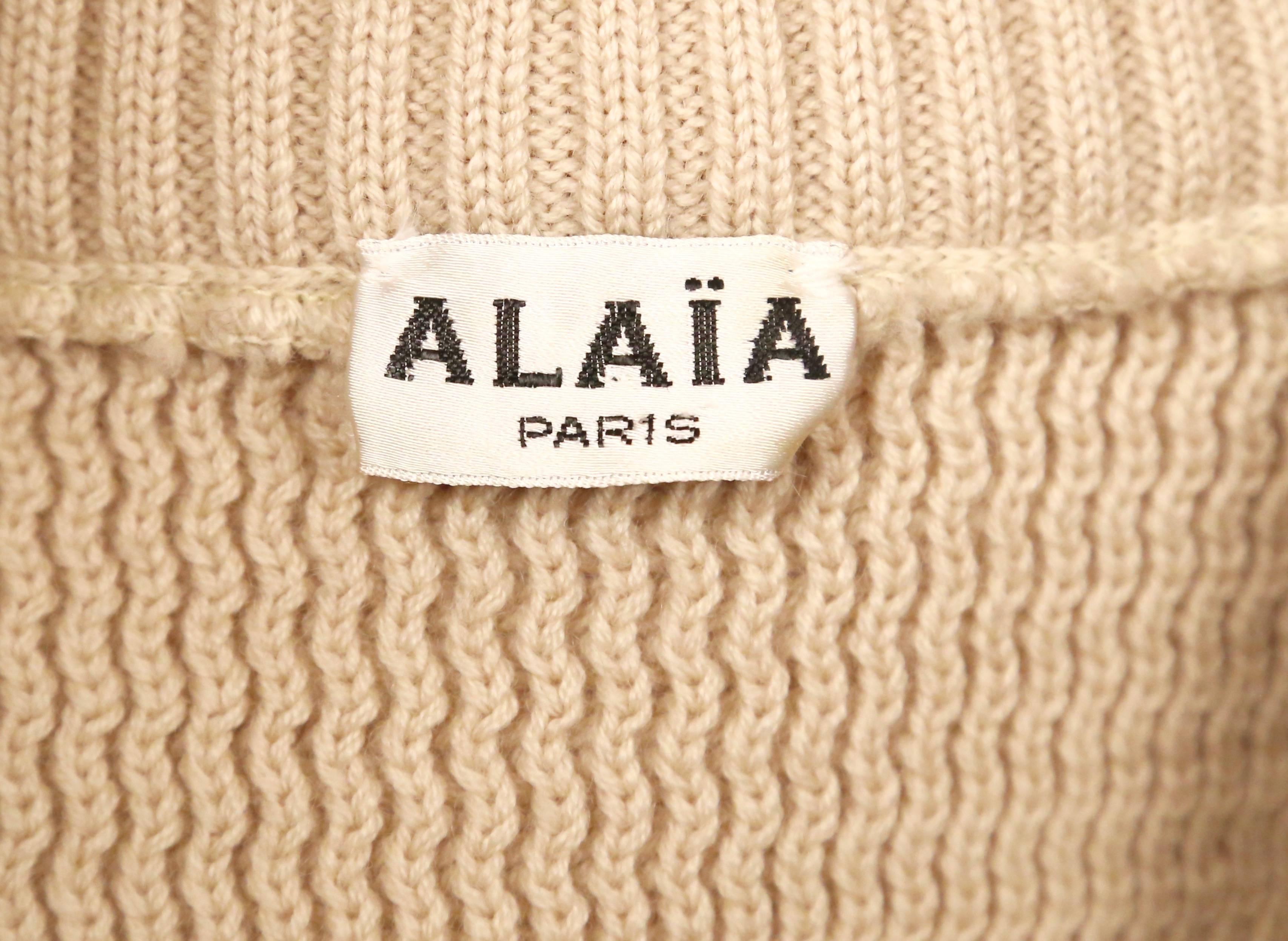 1985 AZZEDINE ALAIA heavy knit cardigan sweater coat with zippers In Excellent Condition For Sale In San Fransisco, CA