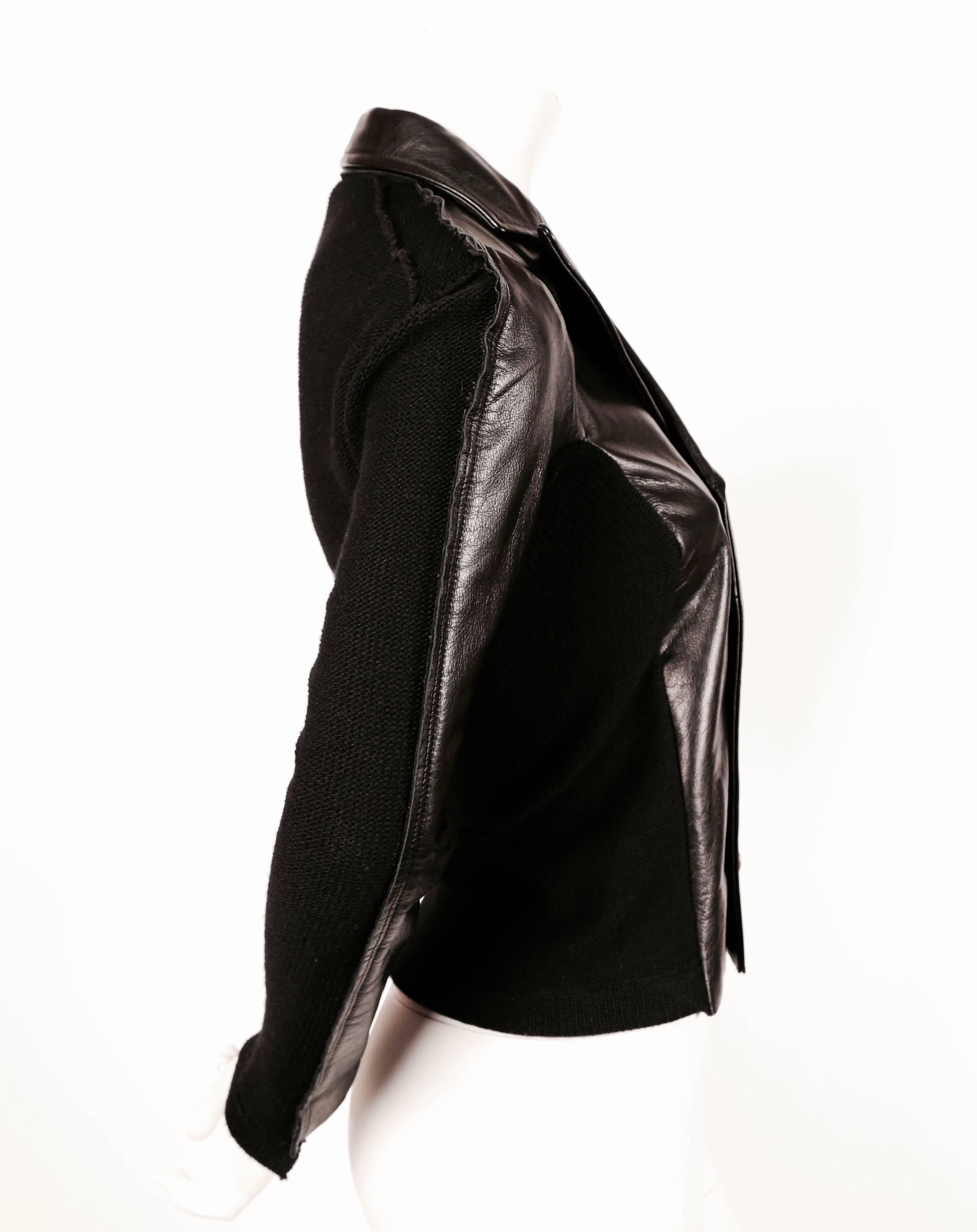 Black Comme Des Garcons leather jacket with knit back, 2002 