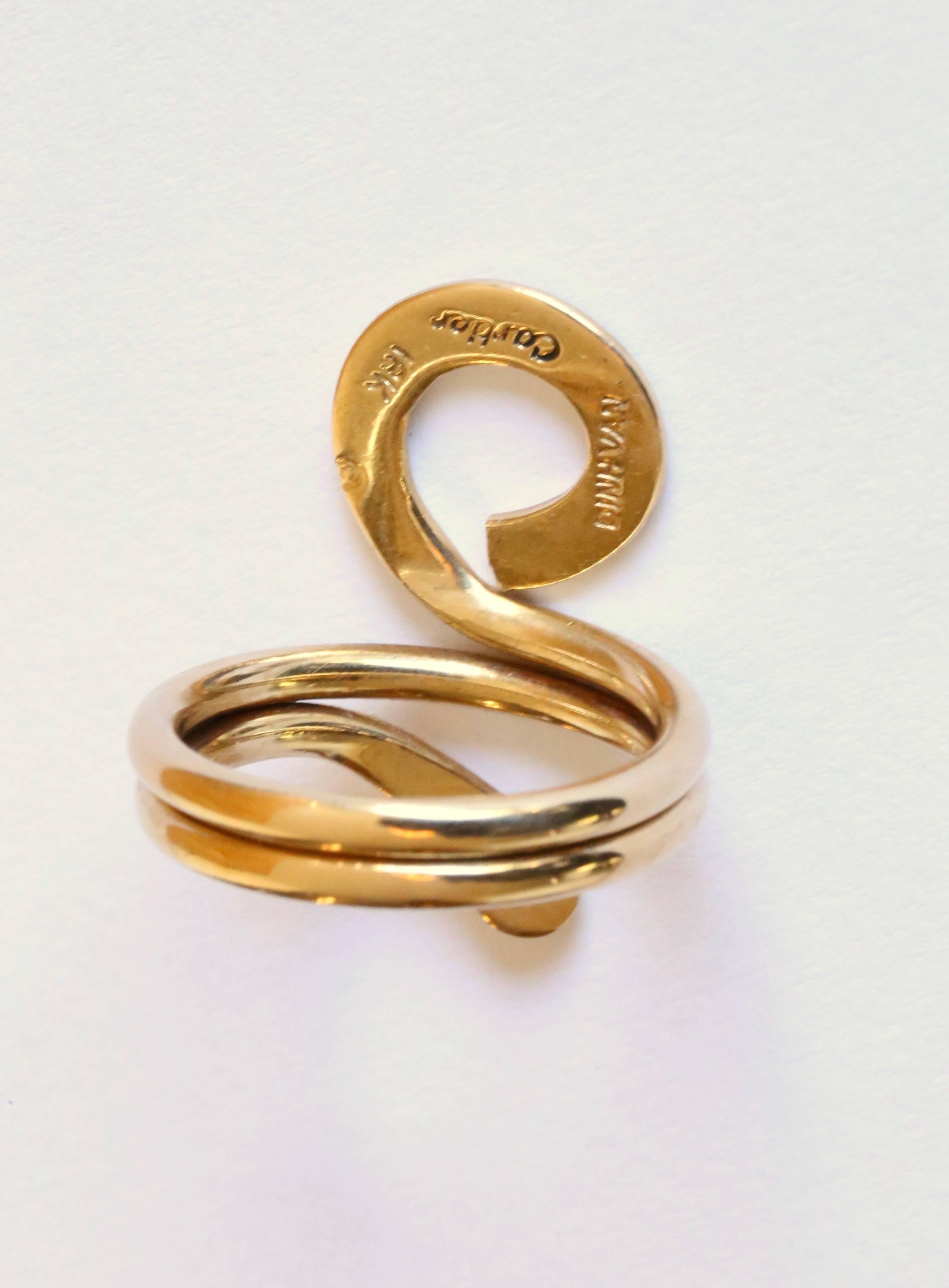 Fantastic freeform ring designed by Jean Dinh Van for Cartier dating to the 1960's. Size 6.5. Ring is both bold yet delicate at the same time. It has been made freeform meaning no two are alike. When made, the ends were tapered down very thinly and