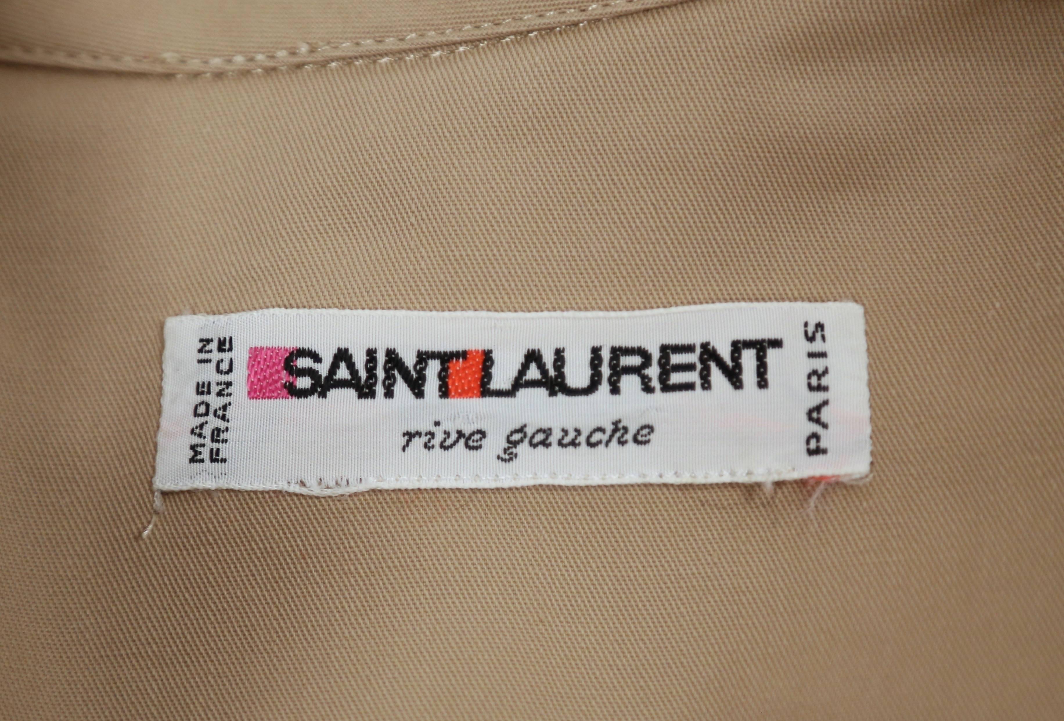 Yves Saint Laurent tan Safari jacket, 1970s  In Excellent Condition In San Fransisco, CA