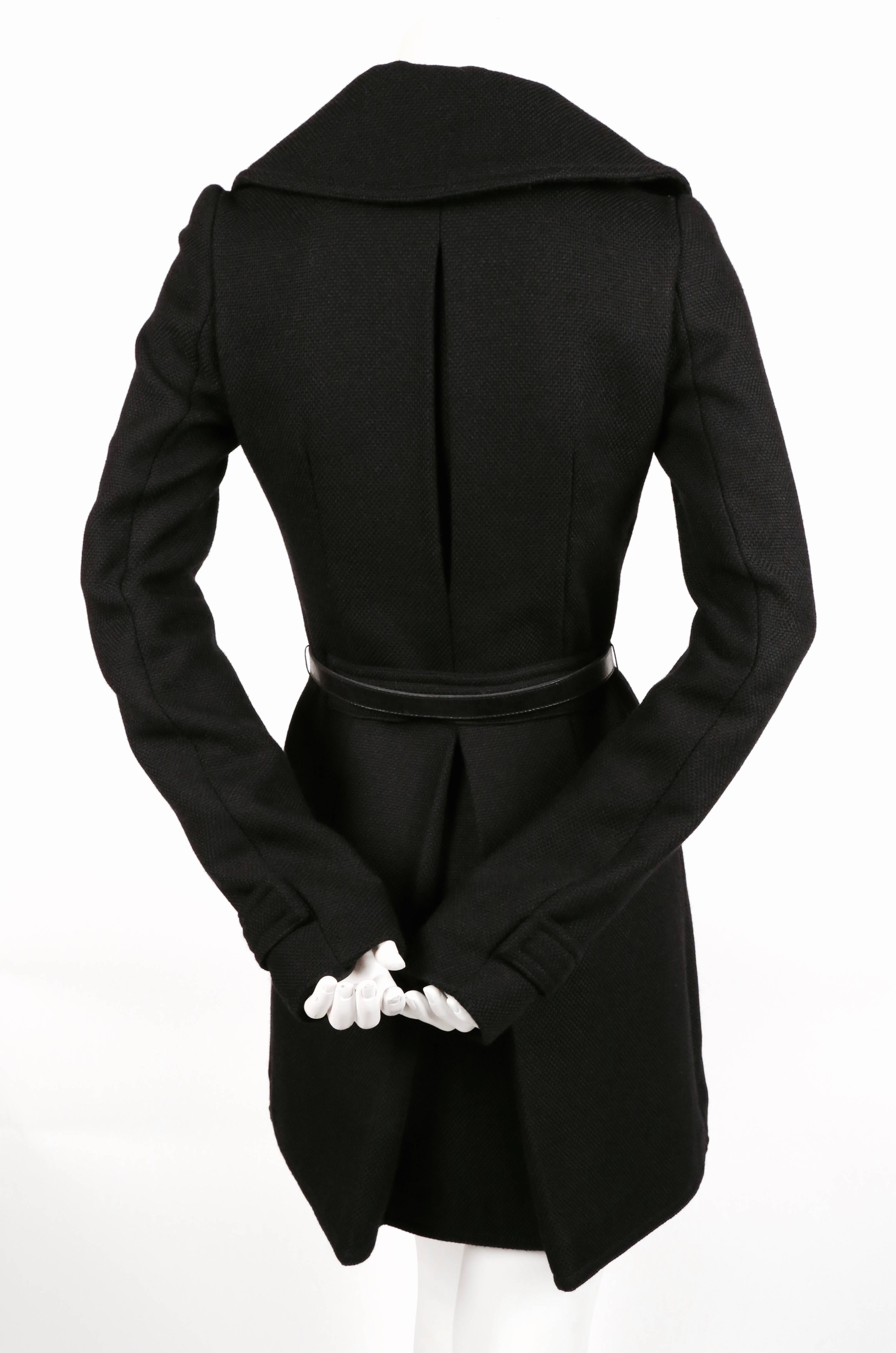 Balenciaga by Nicolas Ghesquiere black runway coat with leather belt, 2002  For Sale at 1stDibs