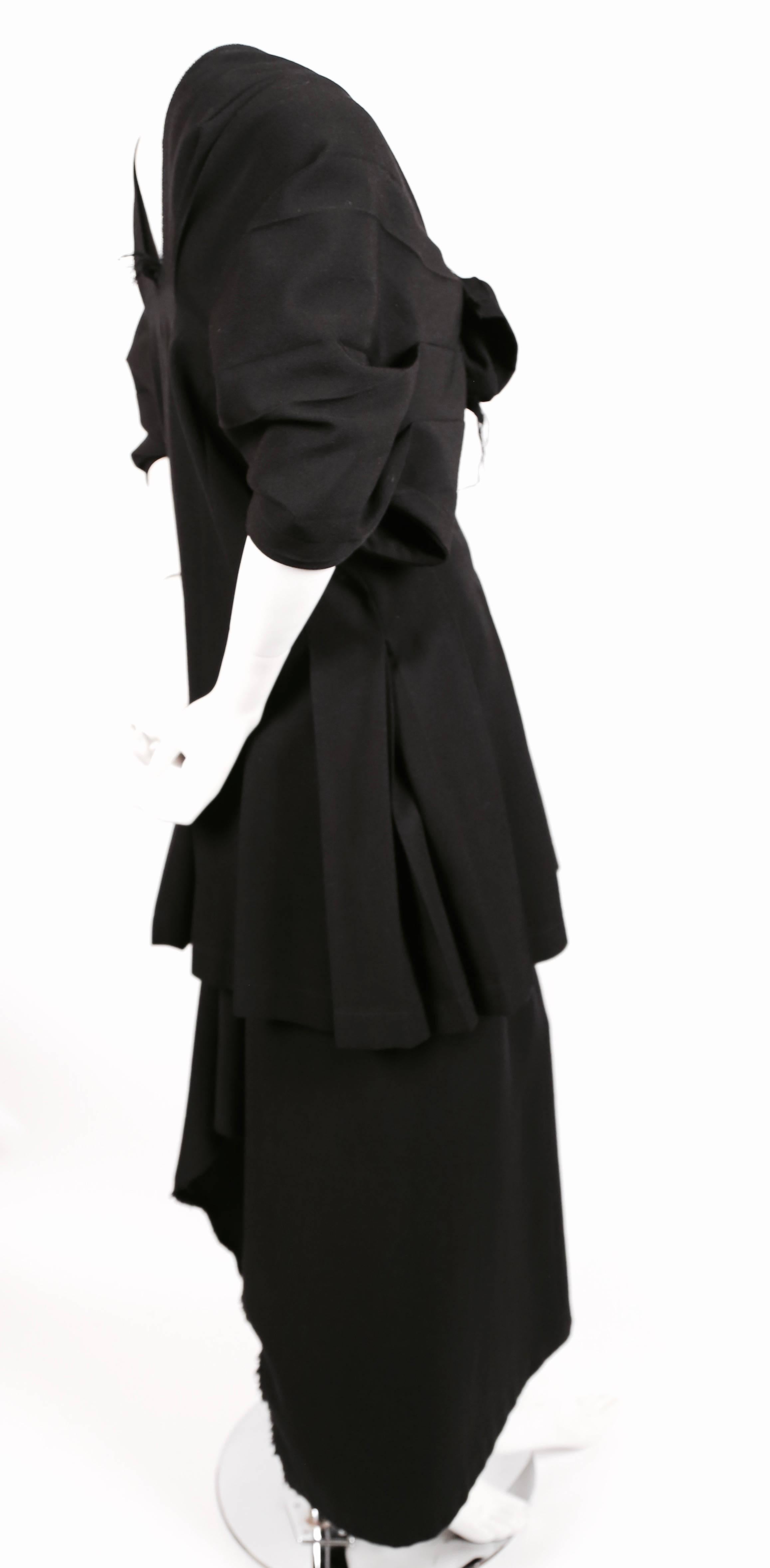 Black very rare 1994 REI KAWAKUBO black knotted tunic and skirt set with raw edges