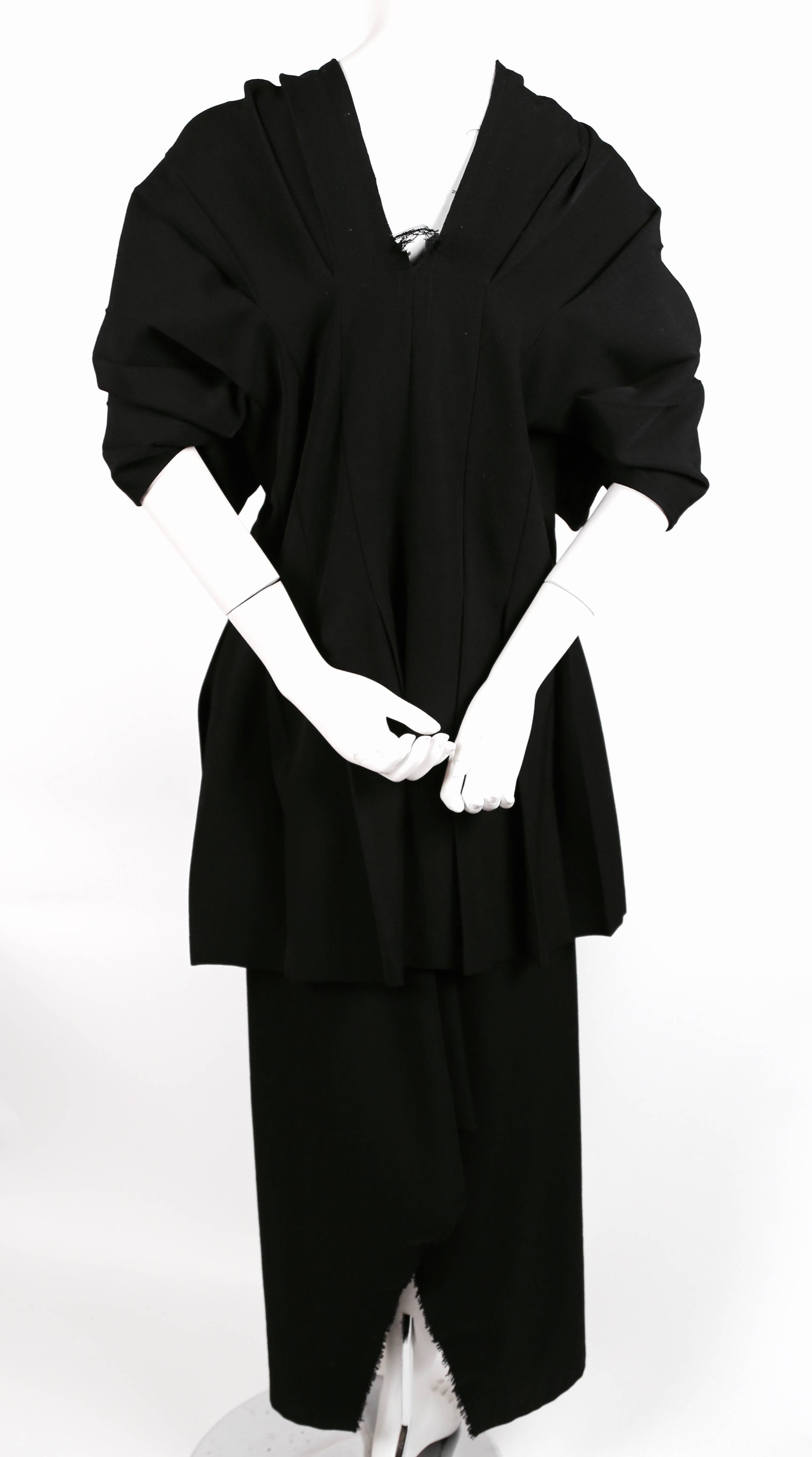 very rare 1994 REI KAWAKUBO black knotted tunic and skirt set with raw edges In Excellent Condition In San Fransisco, CA