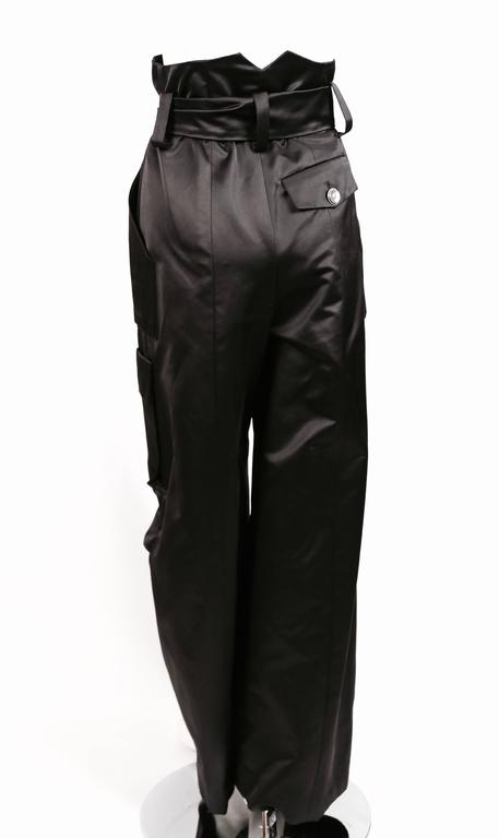 black satin cargo pants