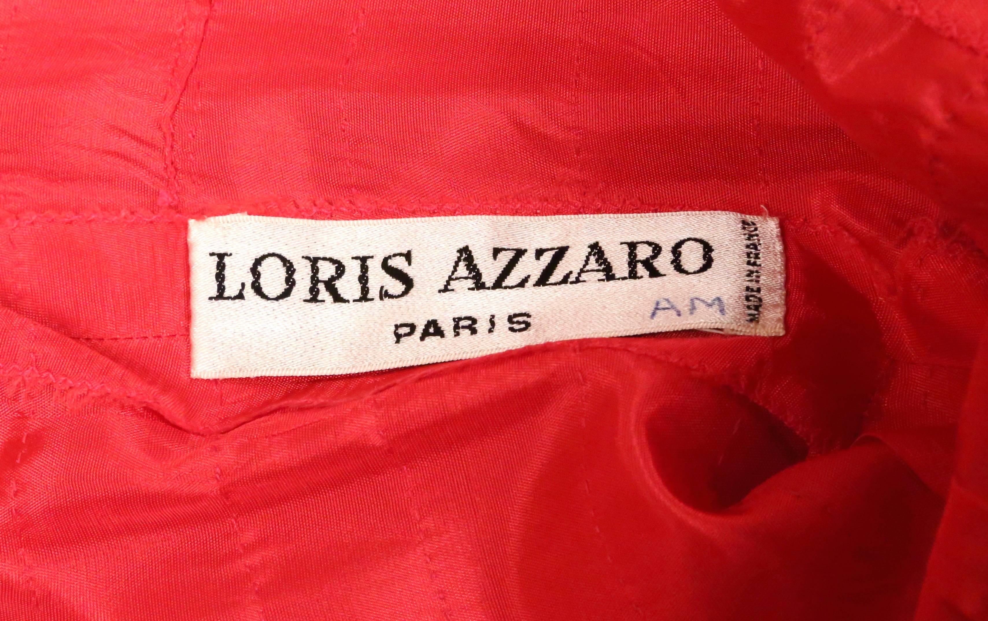 1970's LORIS AZZARO haute couture fuchsia silk gown with horizontal pleating 1