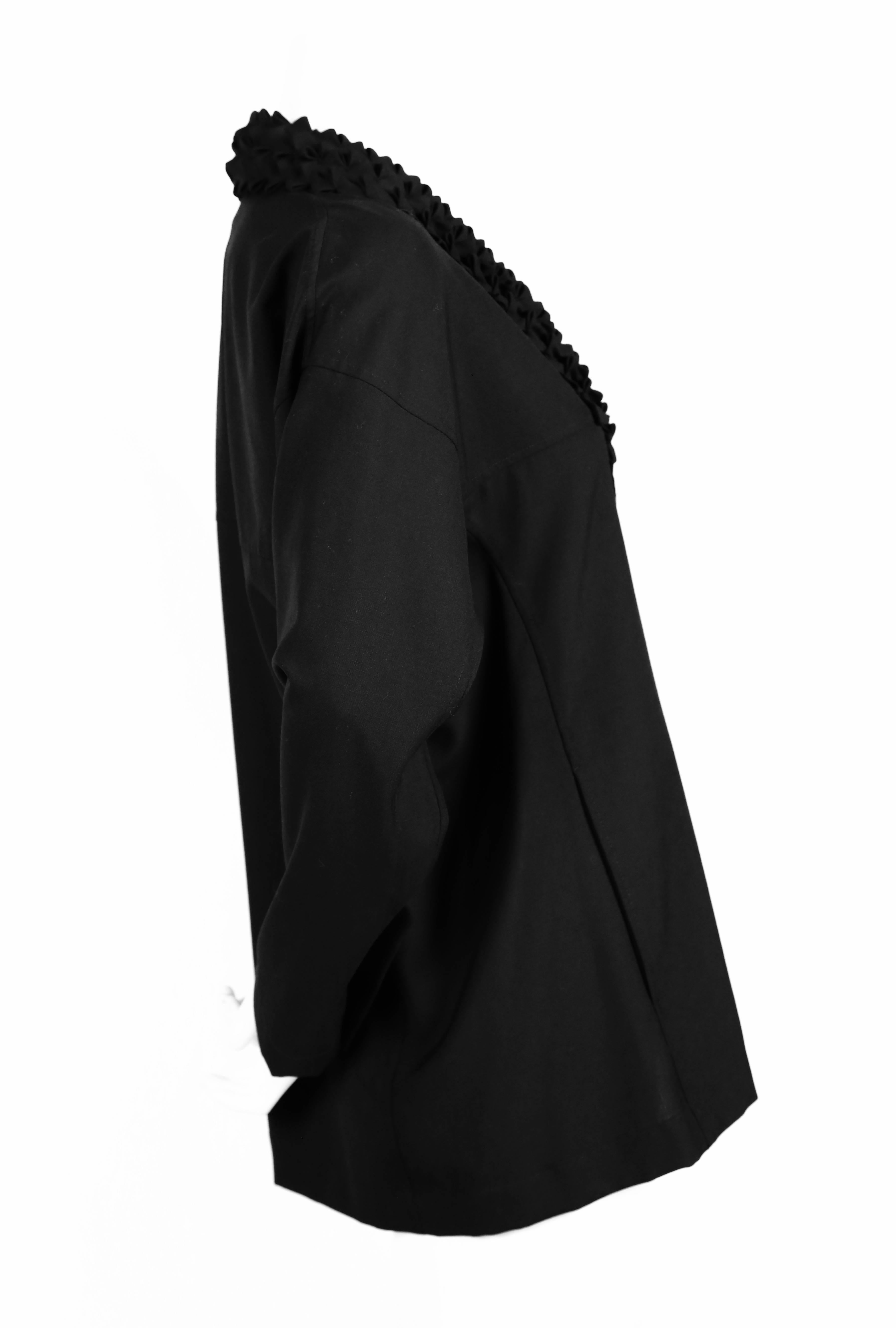 Black ISSEY MIYAKE black wool & cashmere jacket with origami collar