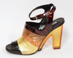 DRIES VAN NOTEN reptile leather shoes with lucite heels - 41