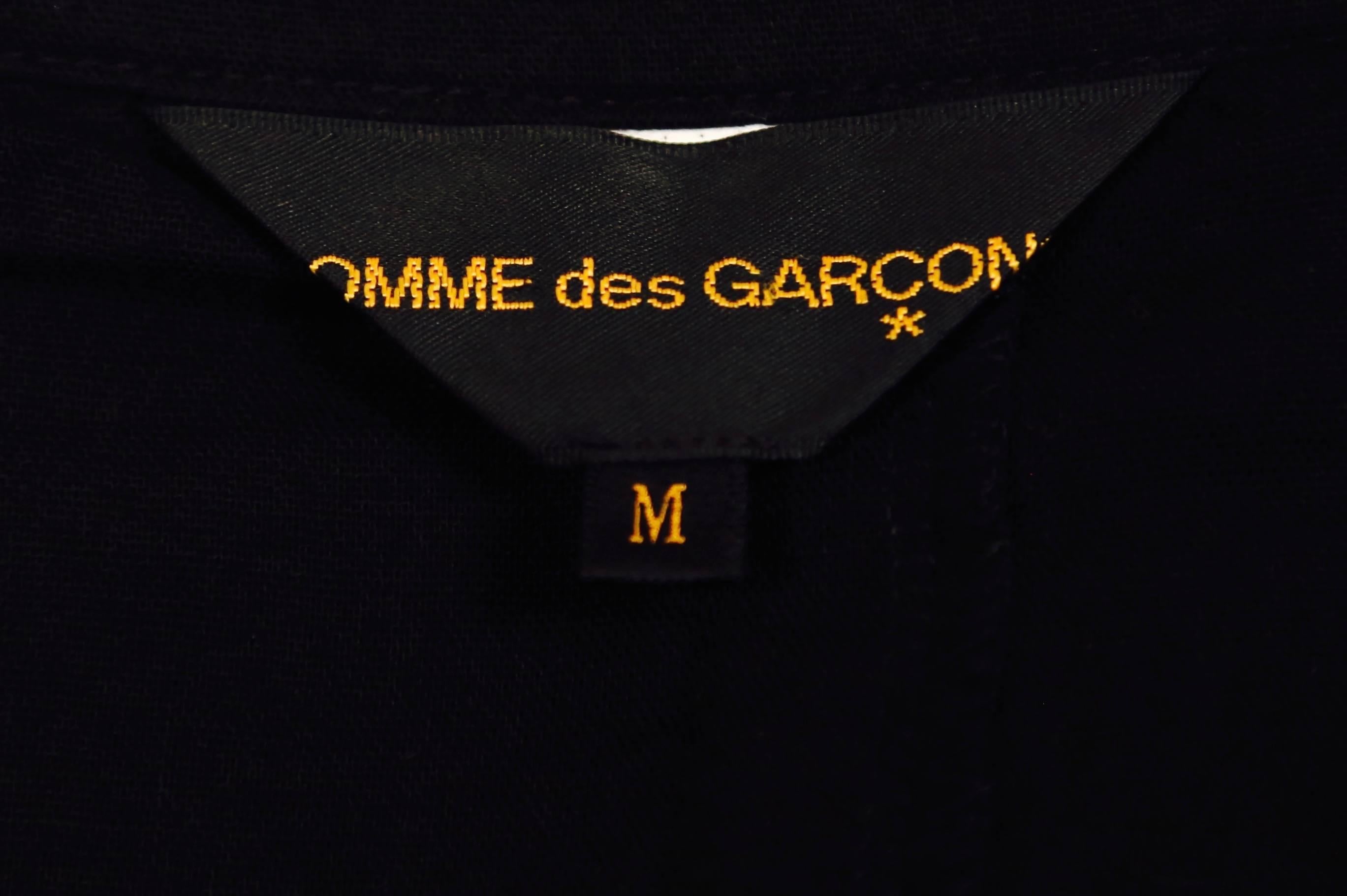 Women's or Men's 2003 COMME DES GARCONS black jacket with scarf overlay and pom pom details