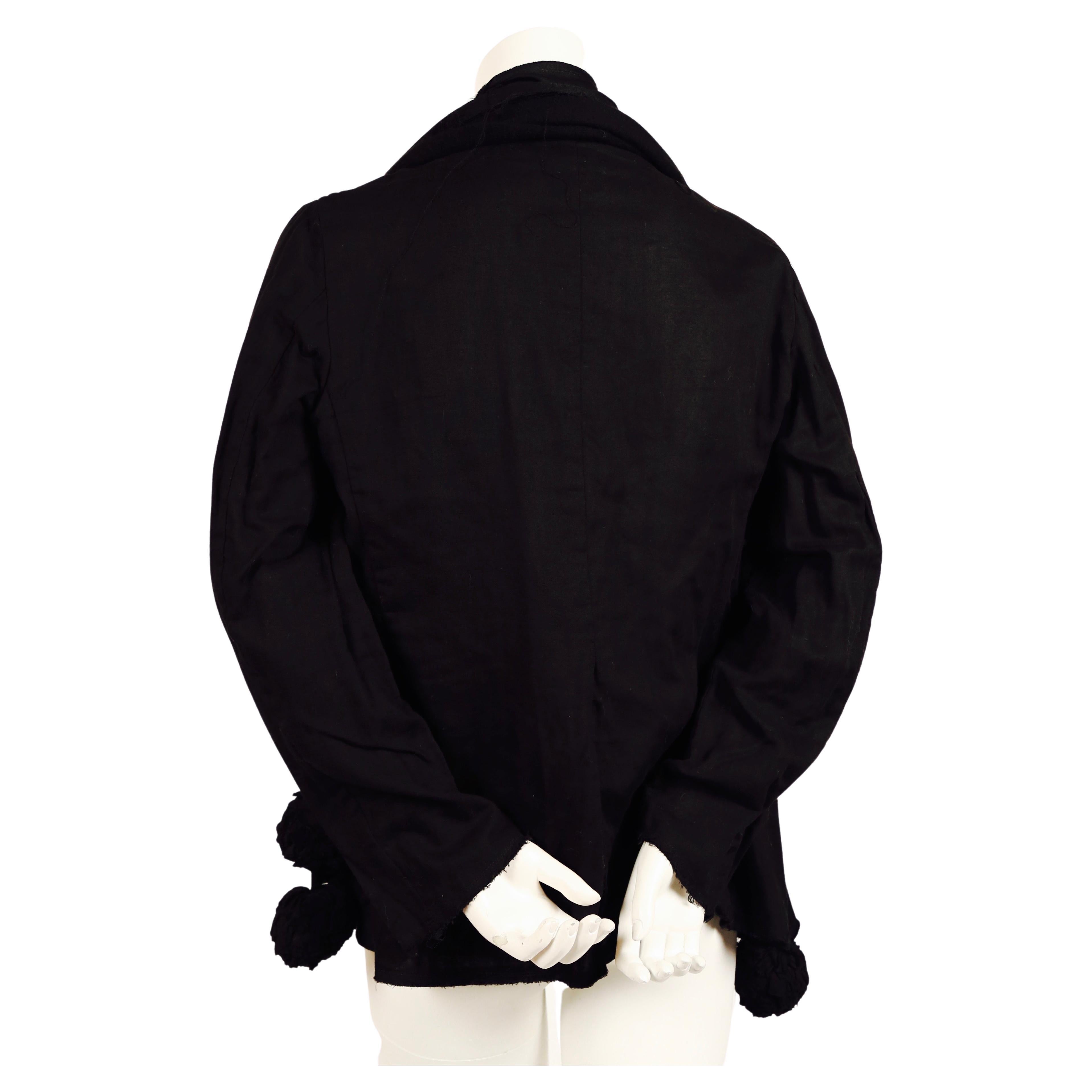 2003 COMME DES GARCONS black jacket with scarf overlay and pom pom details In Good Condition In San Fransisco, CA