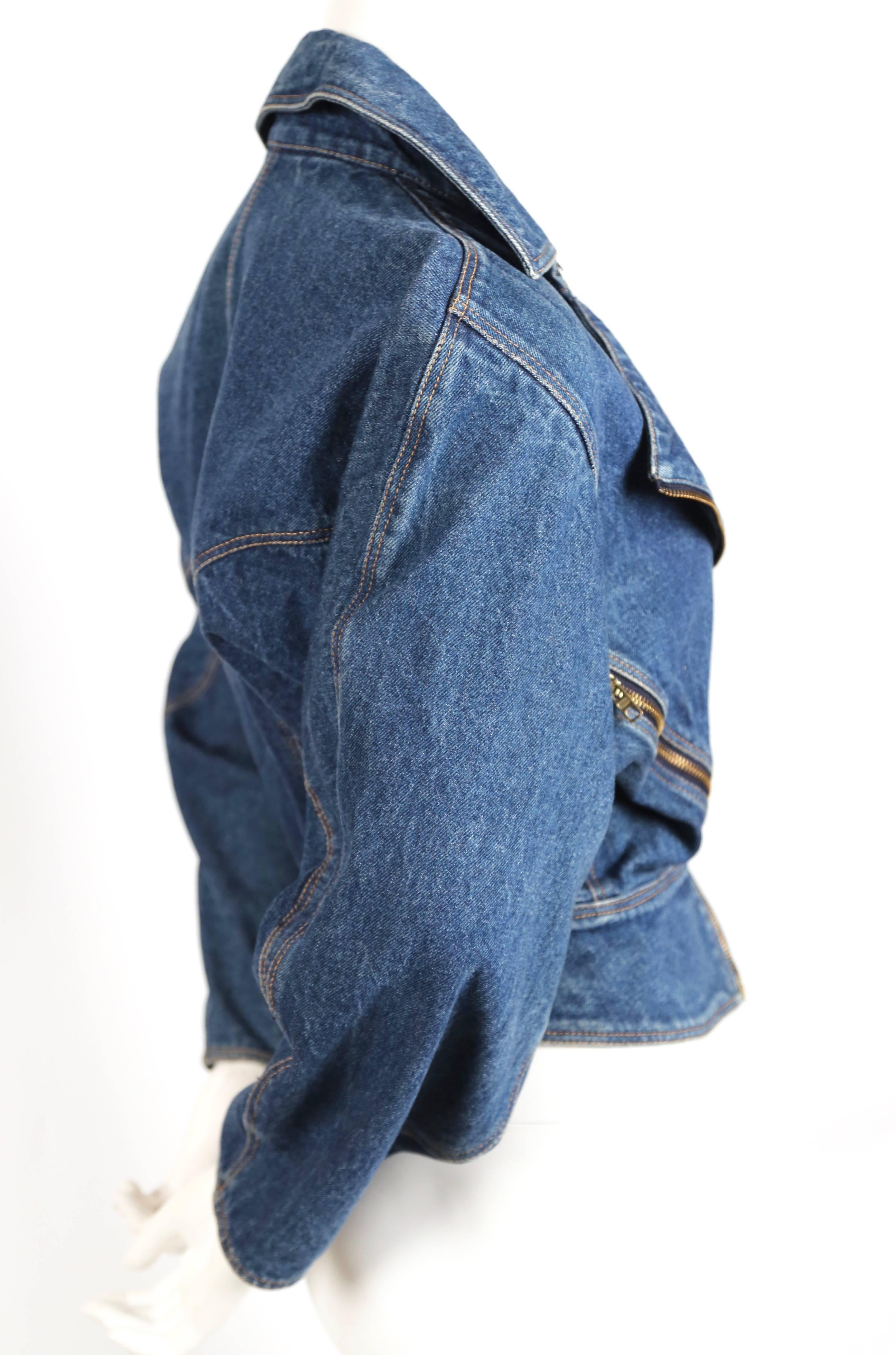 Violet 1985 AZZEDINE ALAIA veste en jean avec fermetures à glissière