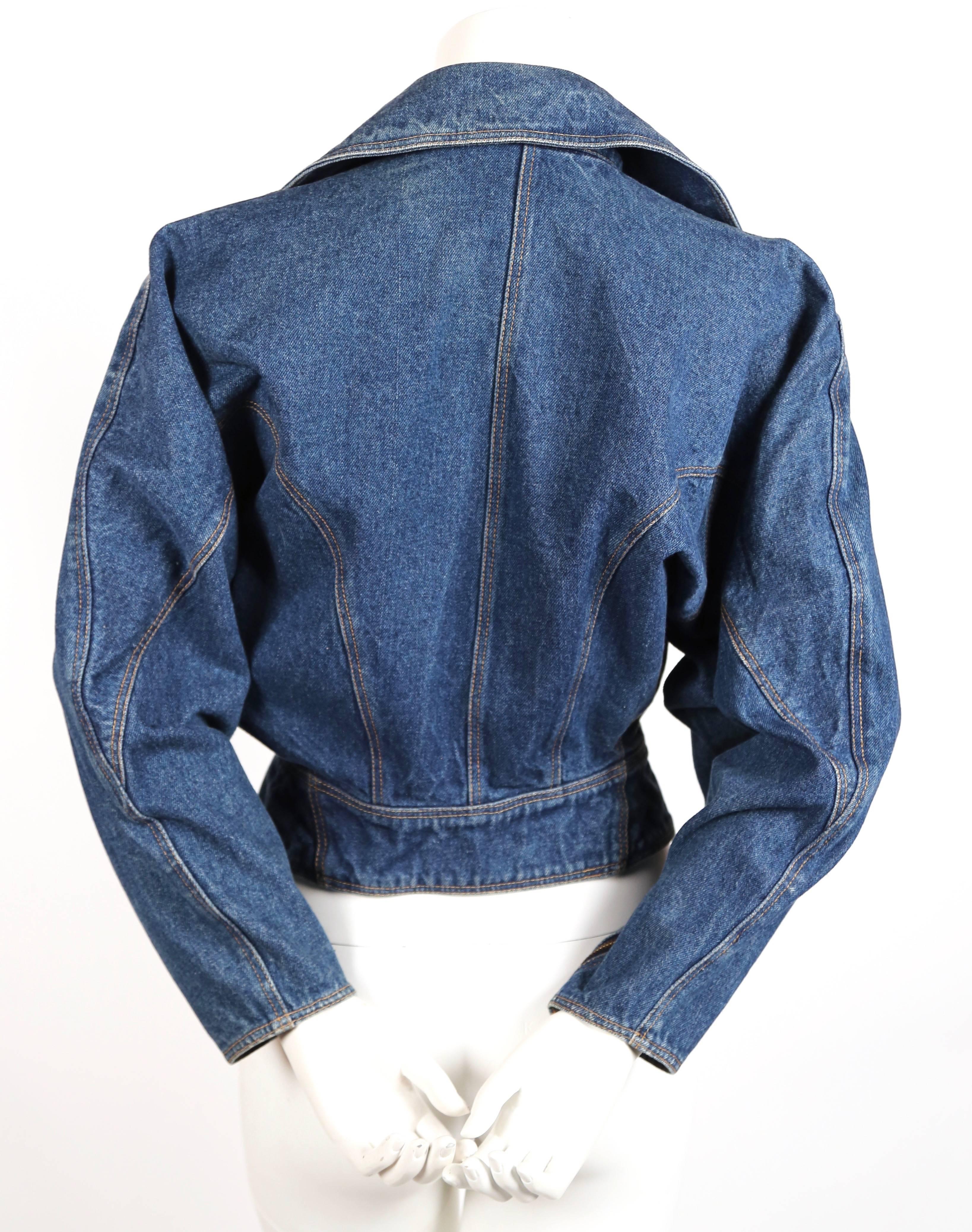 1985 AZZEDINE ALAIA veste en jean avec fermetures à glissière Bon état à San Fransisco, CA
