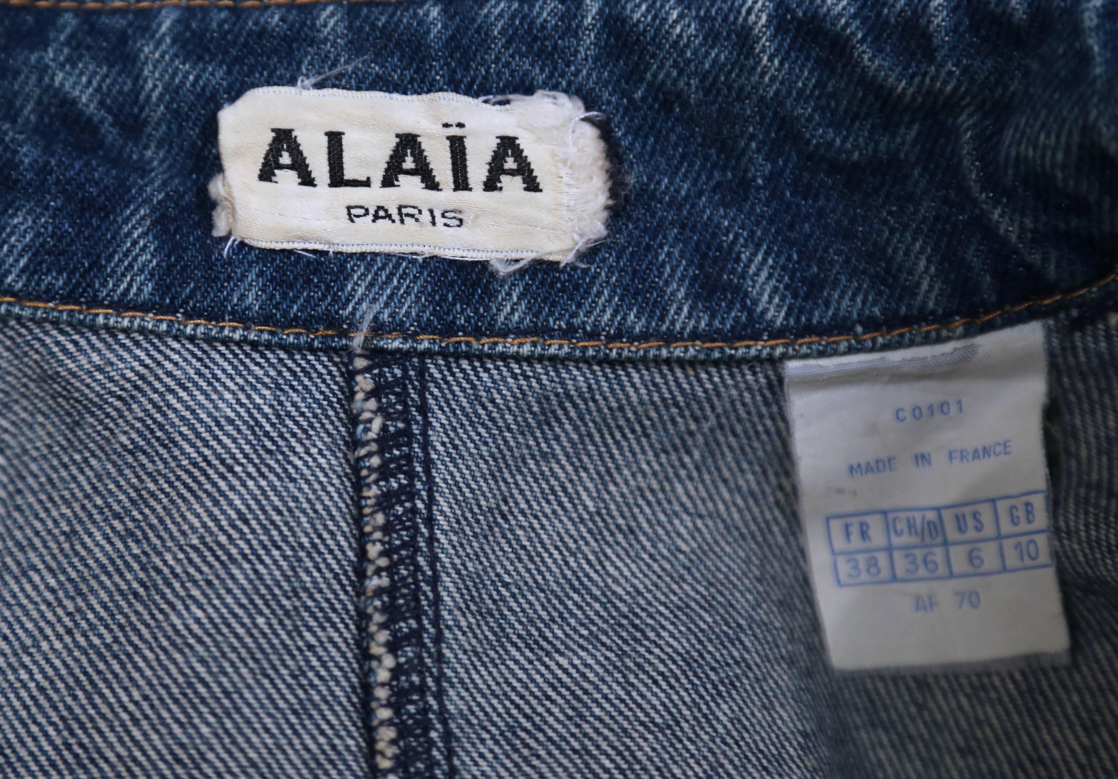  1985 AZZEDINE ALAIA veste en jean avec fermetures à glissière Unisexe 