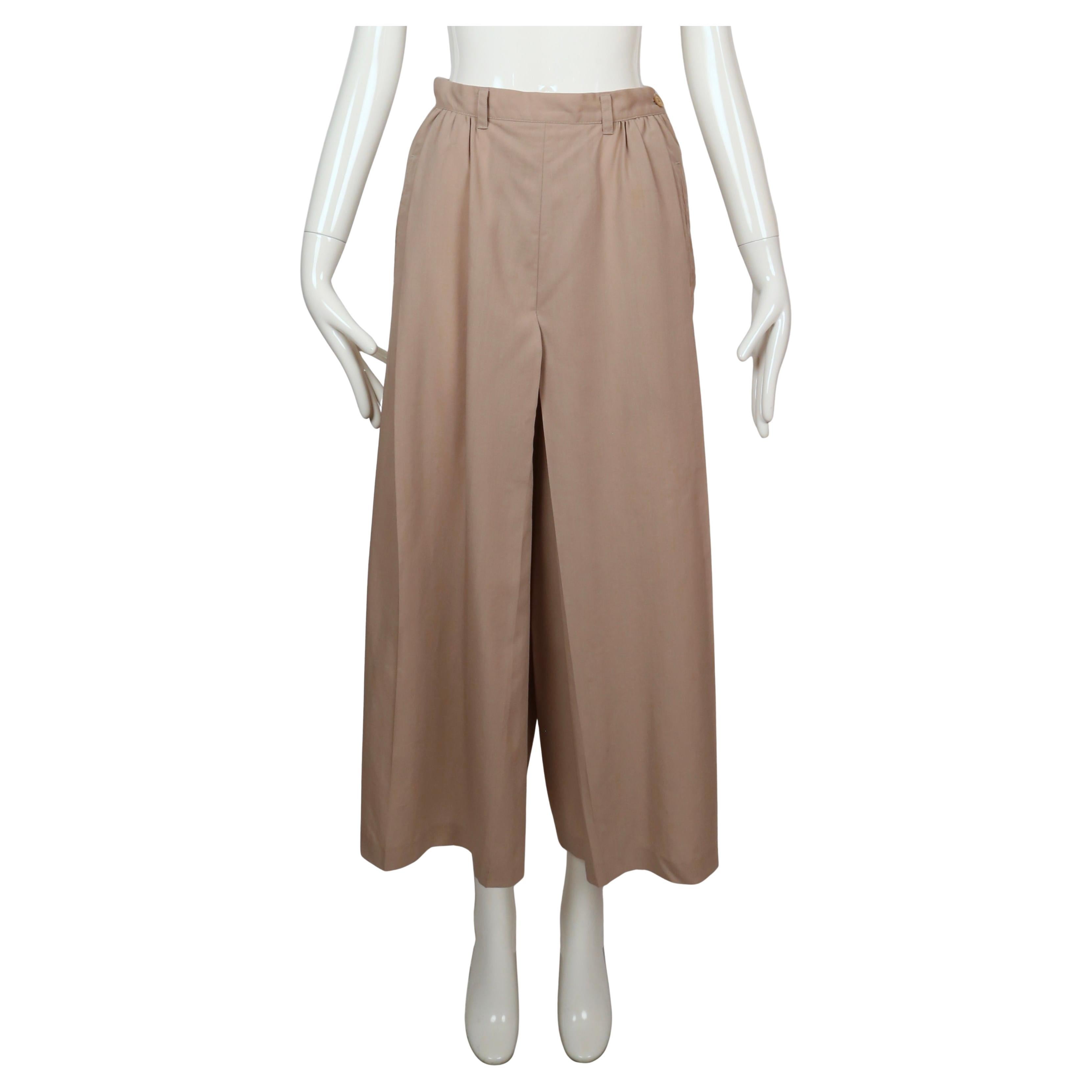 Beige Pantaloni a gamba ultralarga Yohji Yamamoto, anni '80, di colore marrone chiaro in vendita