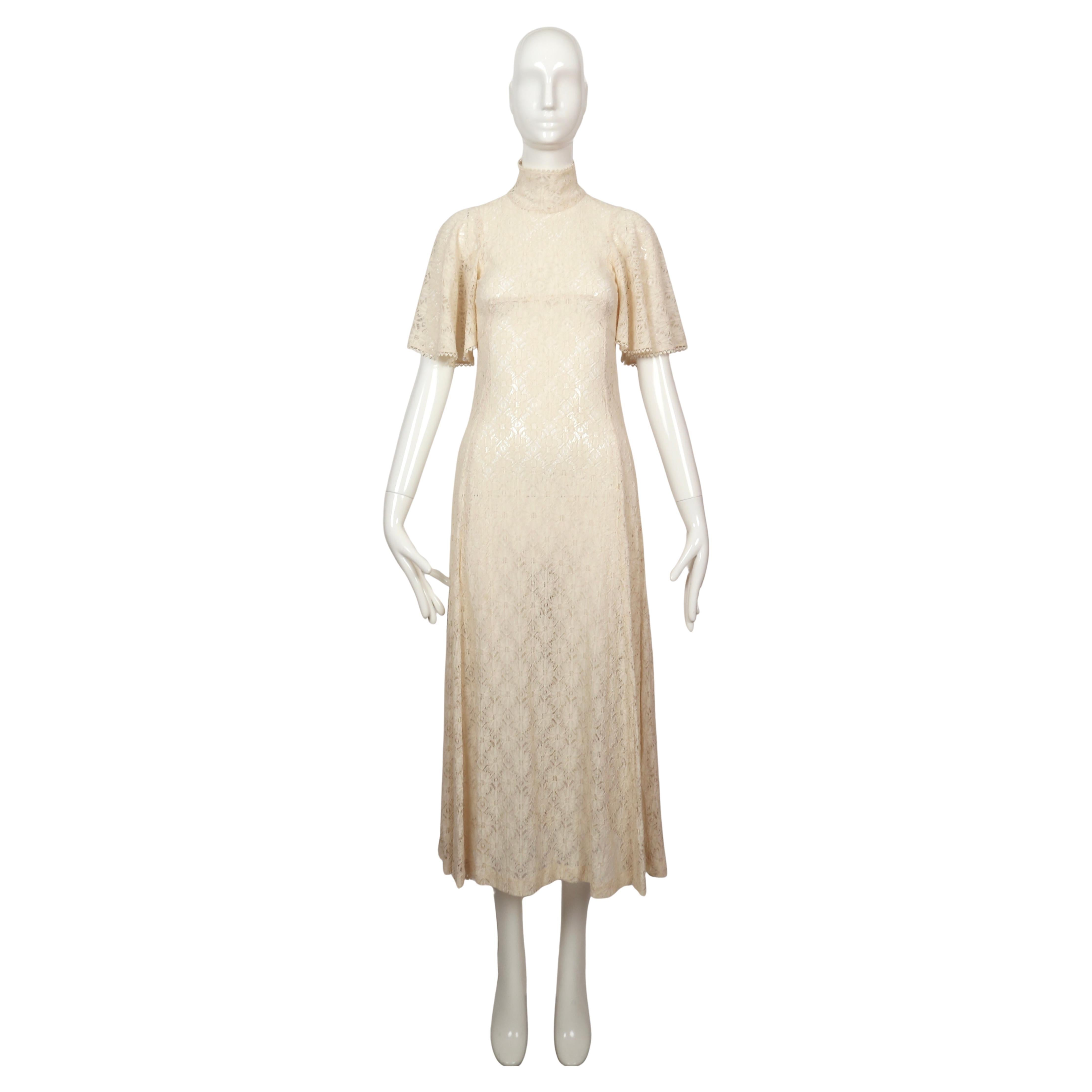 1969 BIBA documentée longue robe en dentelle crème en vente