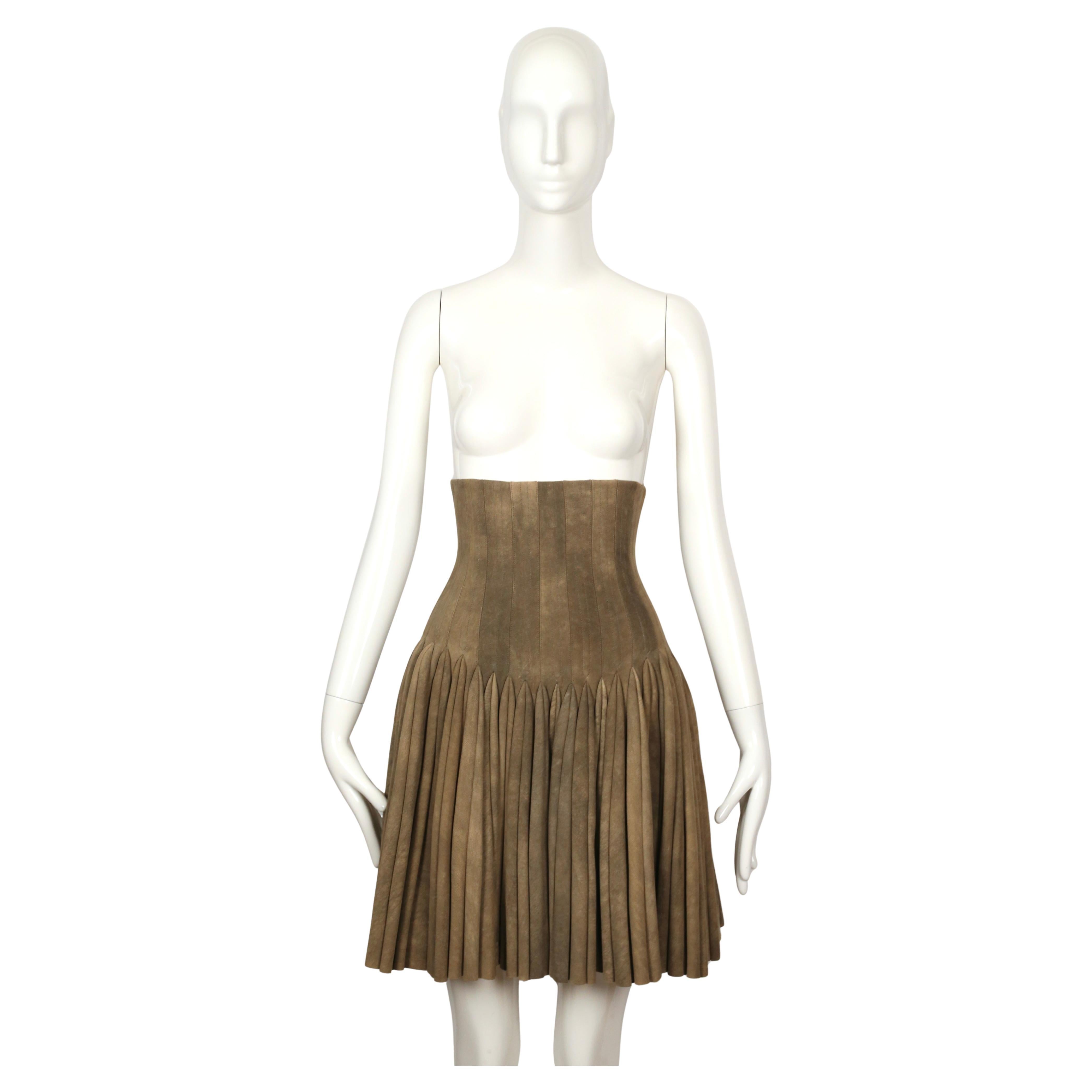 neu 2007 Azzedine Alaia Hirschleder RUNWAY Korsettrock (Braun) im Angebot