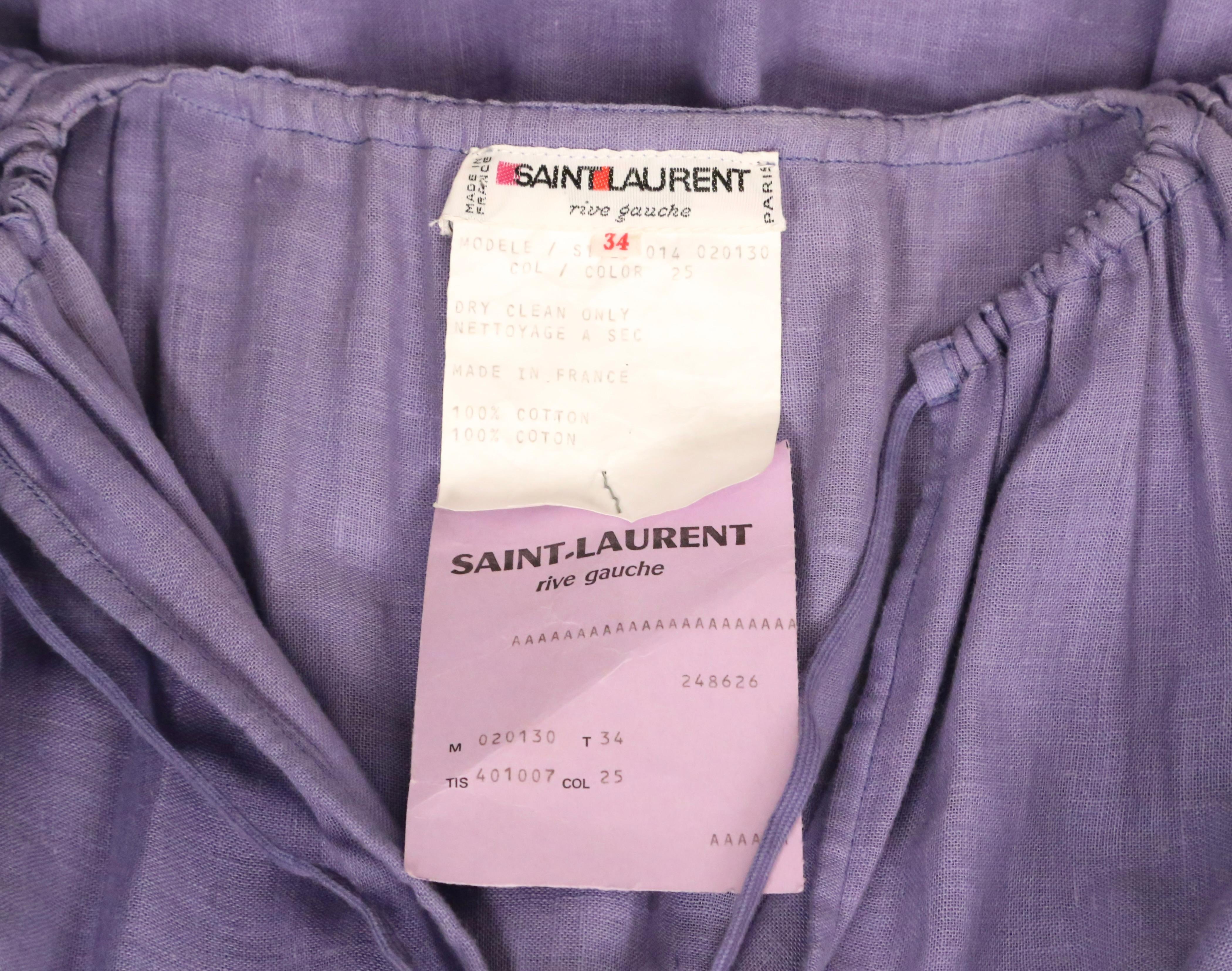 NEW 1970's YVES SAINT LAURENT Rive Gauche Kleid aus Baumwollgaze im Angebot 7
