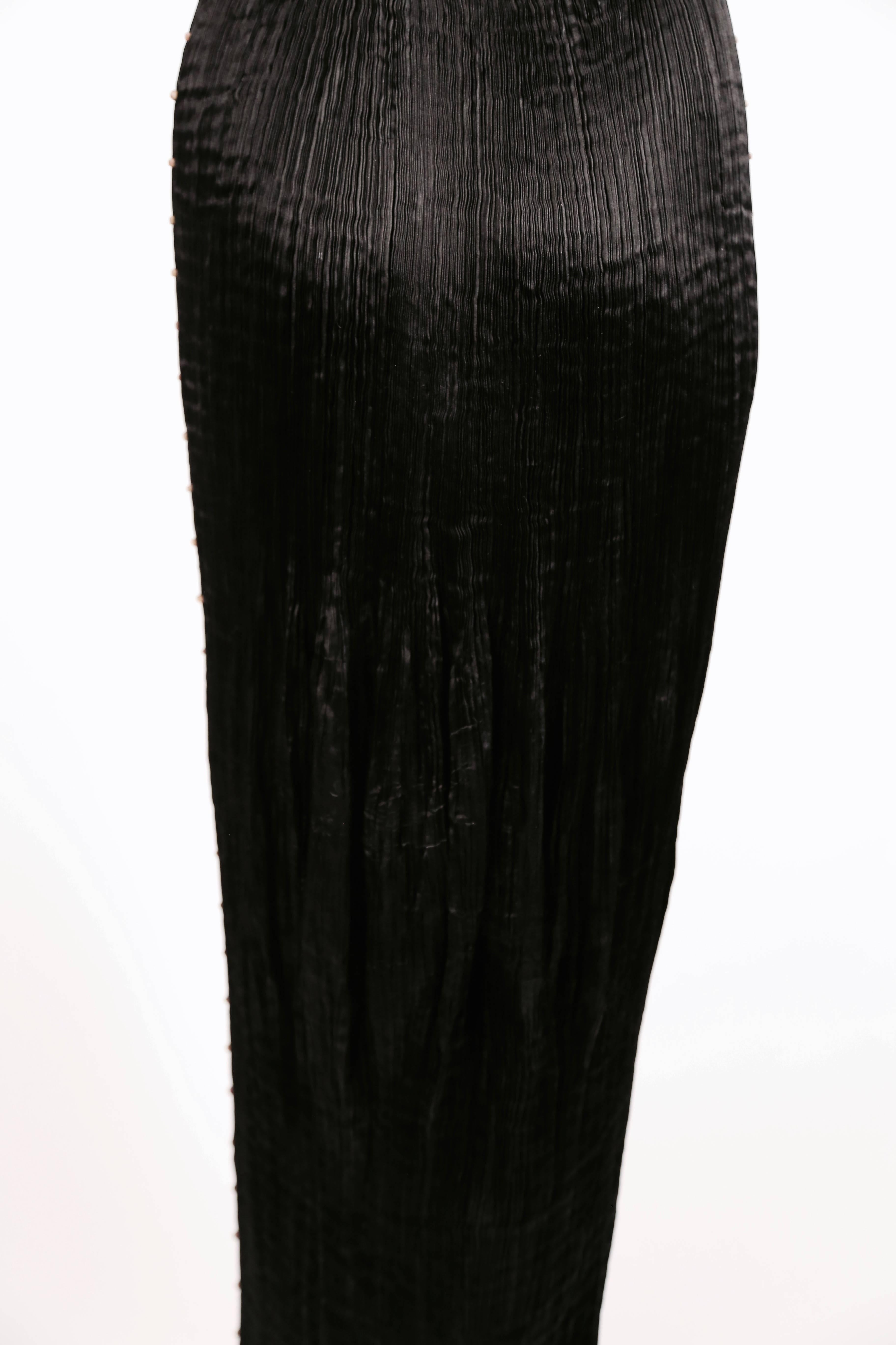 Black 1920's MARIANO FORTUNY pleated black silk DELPHOS gown