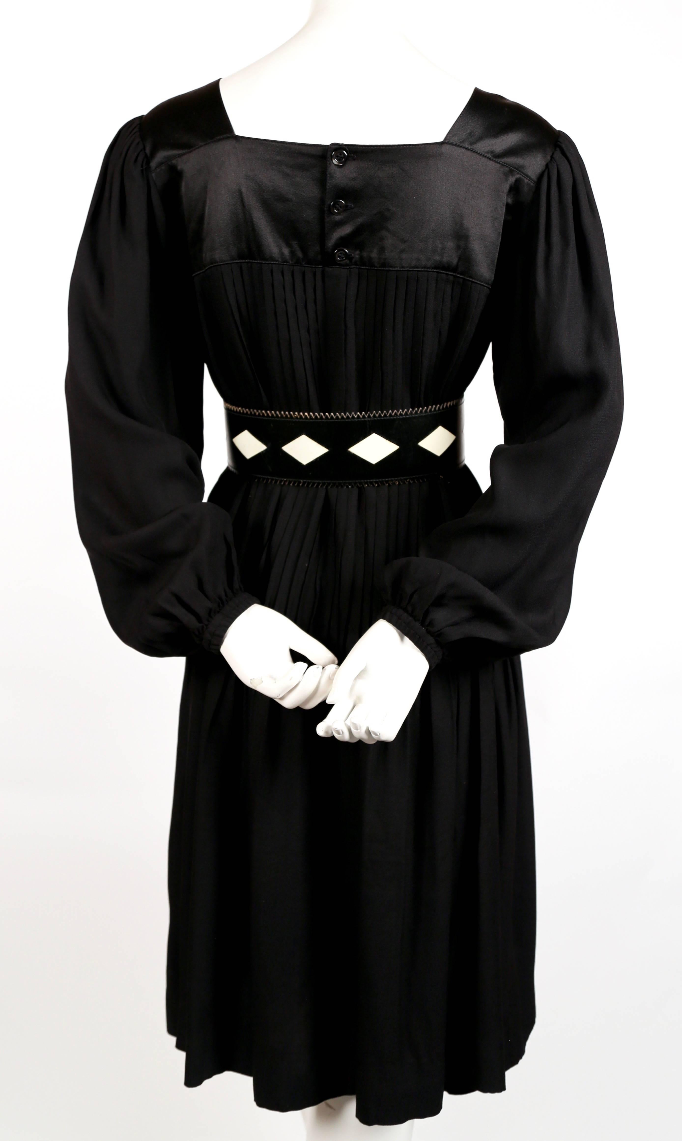 Women's or Men's 1970's YVES SAINT LAURENT black pintucked peasant dress