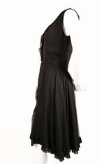 1960's JACQUES HEIM black silk dress with sheer mousseline overlay