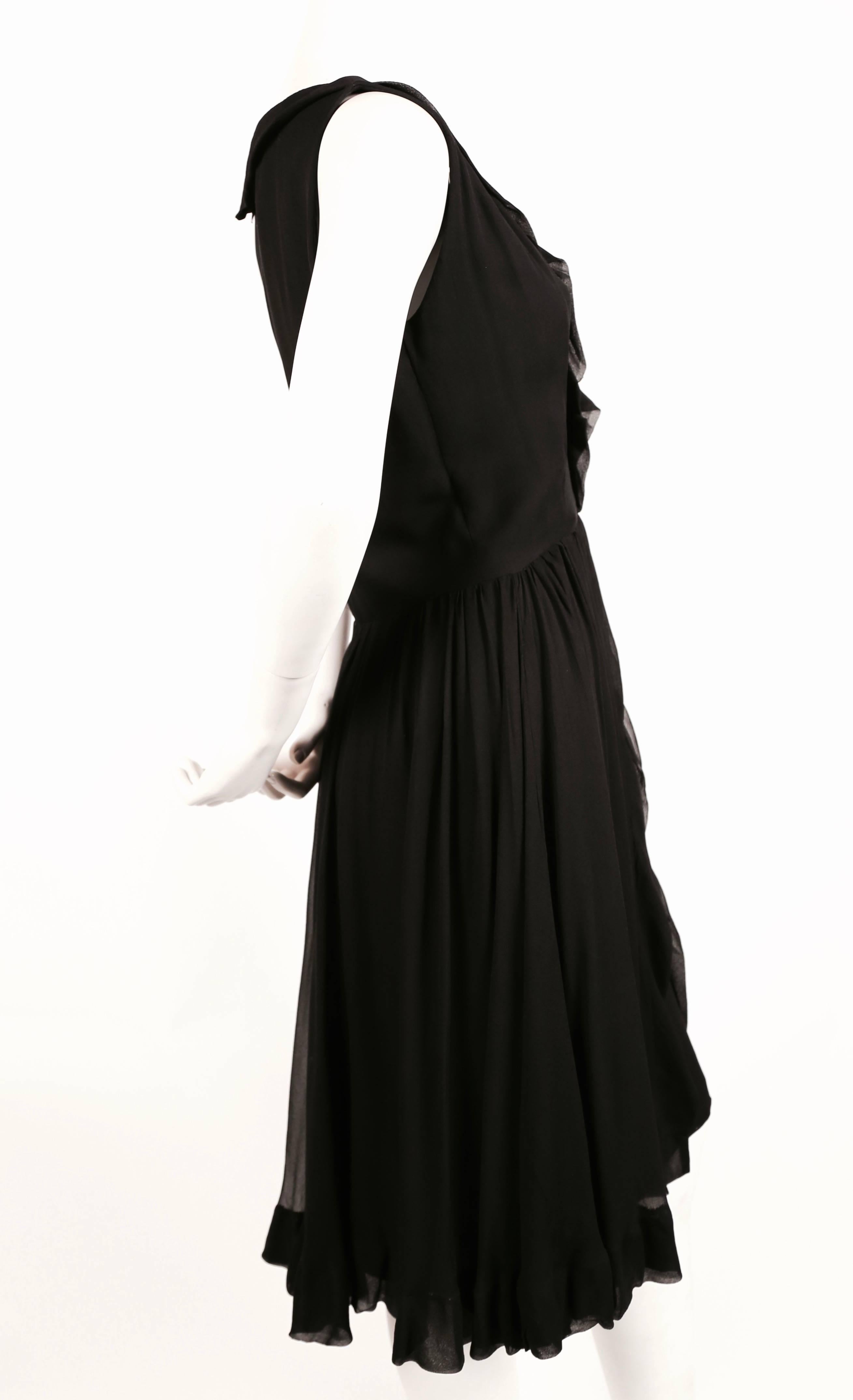 Schwarzes Seidenkleid von JACQUES HEIM aus den 1960er Jahren mit durchsichtigem Mousseline-Overlay im Zustand „Gut“ im Angebot in San Fransisco, CA