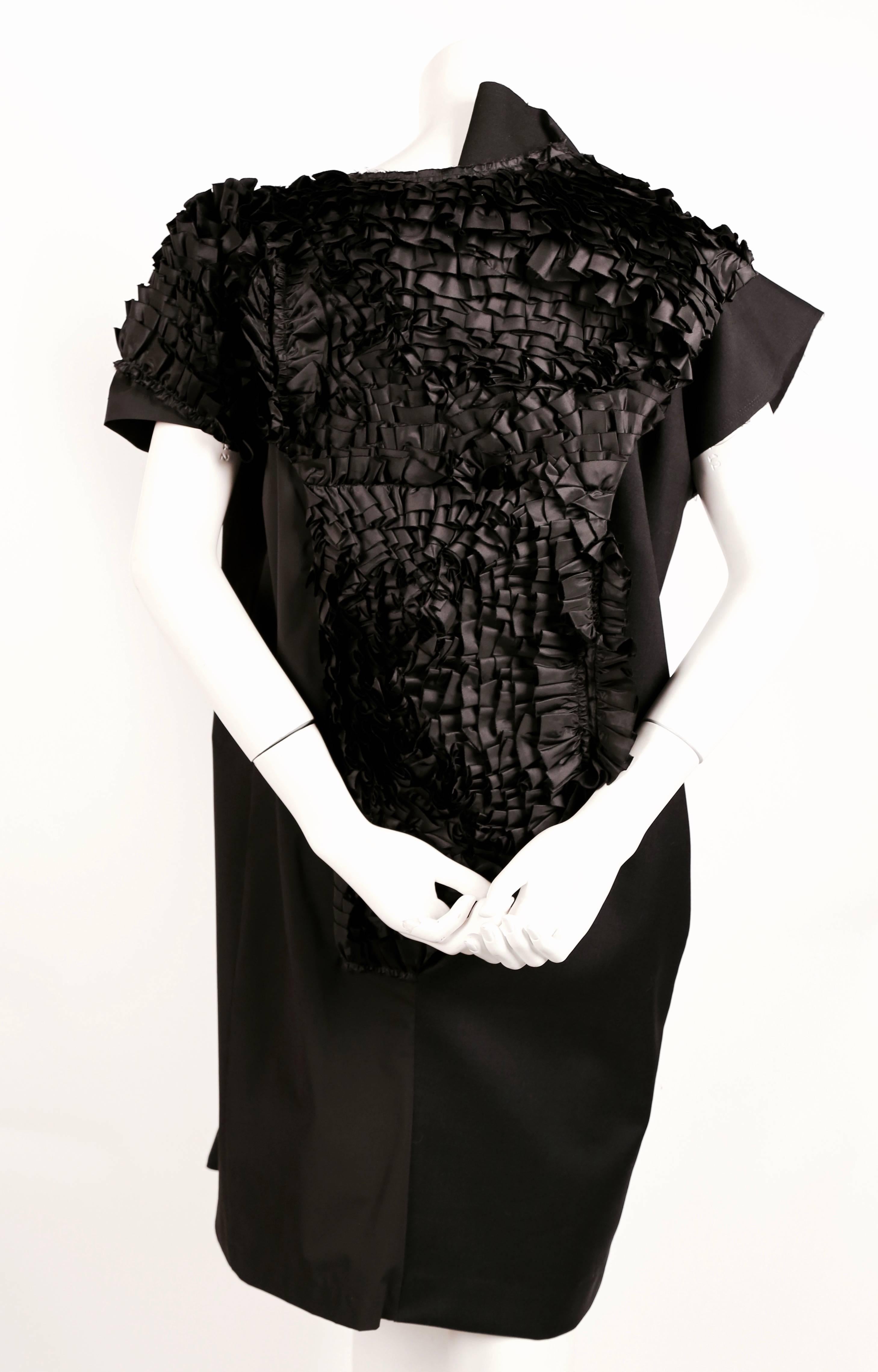 Black COMME DES GARCONS asymmetrically cut black dress with ruffles - unworn