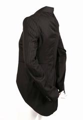 COMME DES GARCONS black pin-striped menswear asymmetrical half jacket